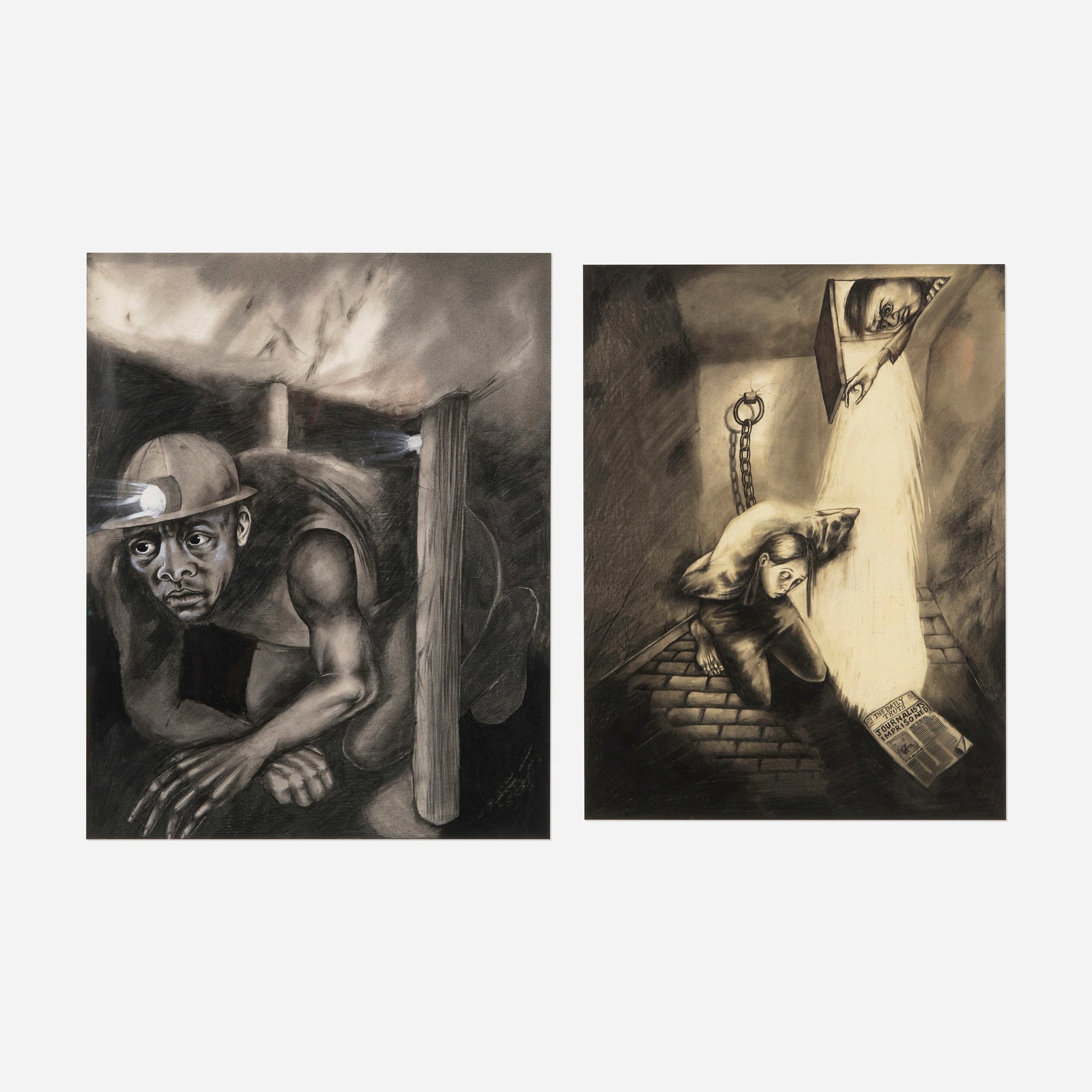 Sue Coe, Journalist in Prison; Mining (two works) (1 of 2)