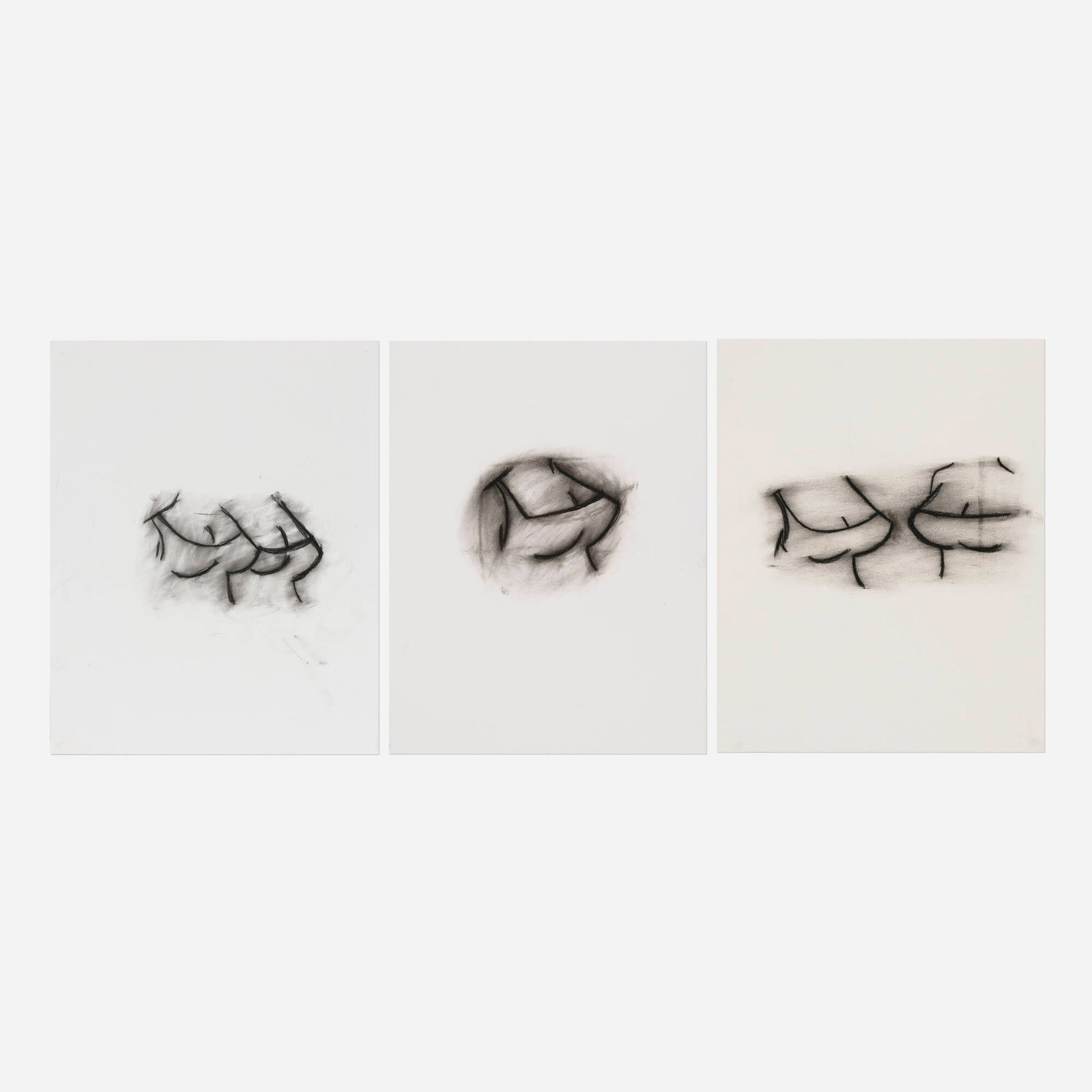 Daphne Fitzpatrick, Untitled (three works): Daphne Fitzpatrick Untitled (three works) 1992 charcoal on paper 29 h x 23 w in (74 x 58 cm) 26 h x 20 w in (66 x 51 cm) 24 h x 19 w in (61 x 48 cm) Signed and dated to verso of each work 'Daphn