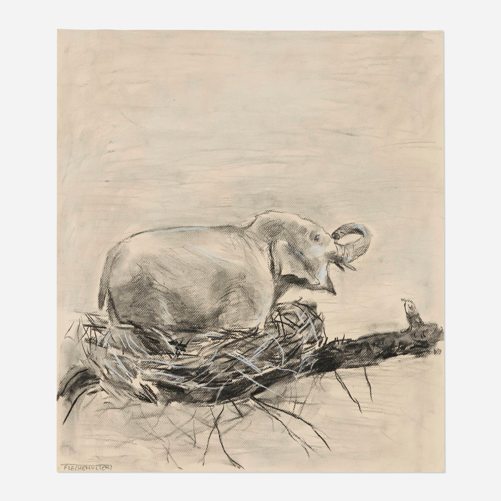 Jacques Flechemuller, A Baby: Jacques Flechemuller A Baby 2017 charcoal, graphite and chalk pastel on Canson 22.375 h x 19.75 w in (57 x 50 cm) Signed to lower left 'Flechemuller'. Provenance: PDX Contemporary Art,