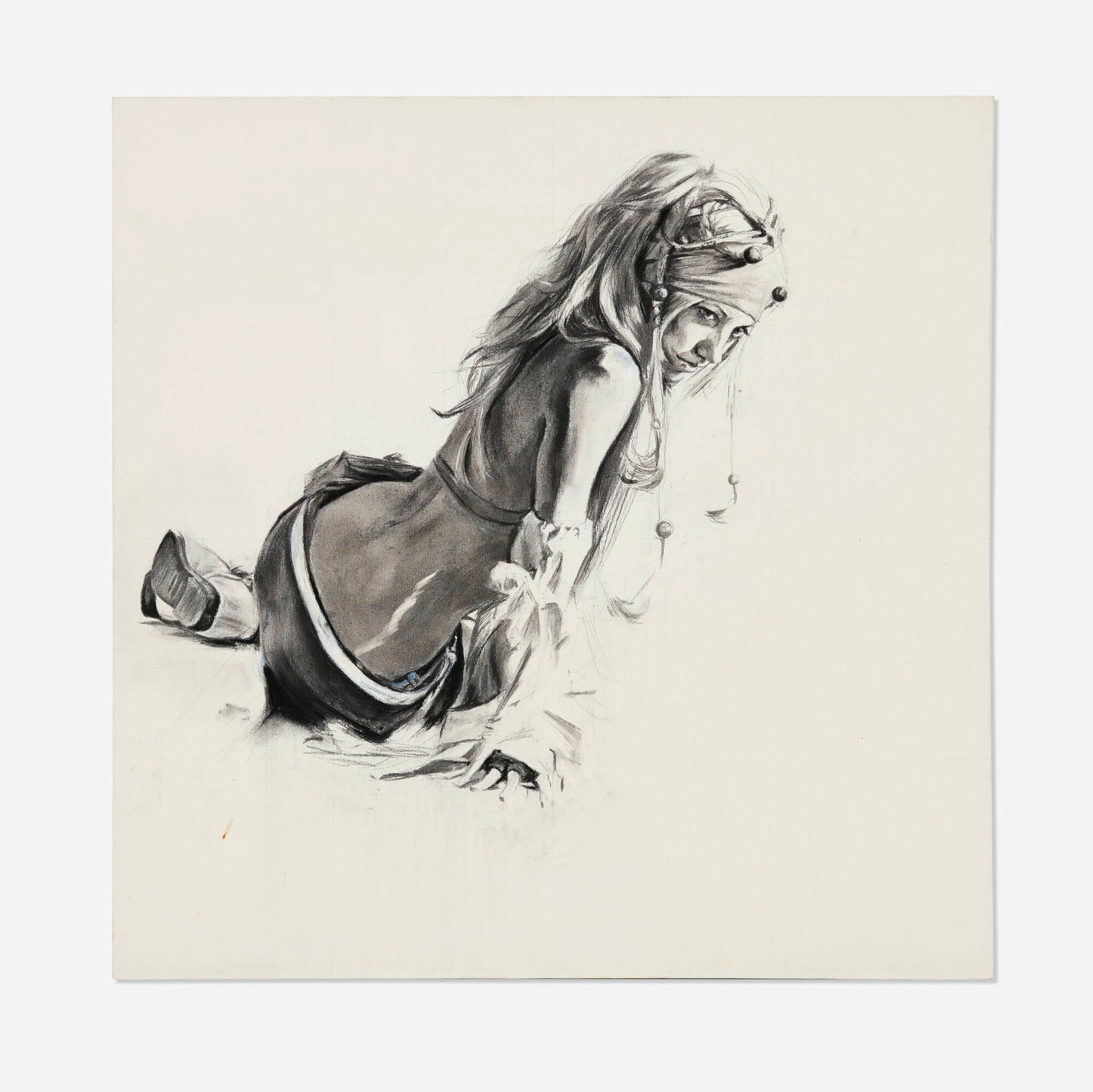 Ian Francis, Rianna: Ian Francis Rianna 2007 graphite and charcoal on canvas 27.5 h x 27.5 w in (70 x 70 cm) Signed and dated to verso 'Ian Francis 23/07/07'. Provenance: Private Collection, California
