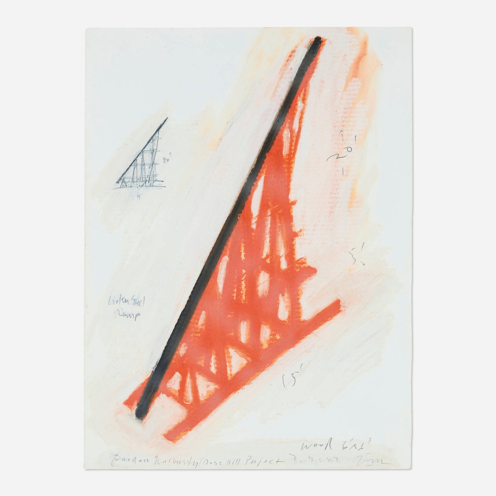 Cris Gianakos, Untitled (Rose Hill Project, Fordham University): Cris Gianakos Untitled (Rose Hill Project, Fordham University) 1983 oil pastel and graphite on paper 30 h x 22.25 w in (76 x 57 cm) Signed, dated, and inscribed to lower edge 'Fordham University