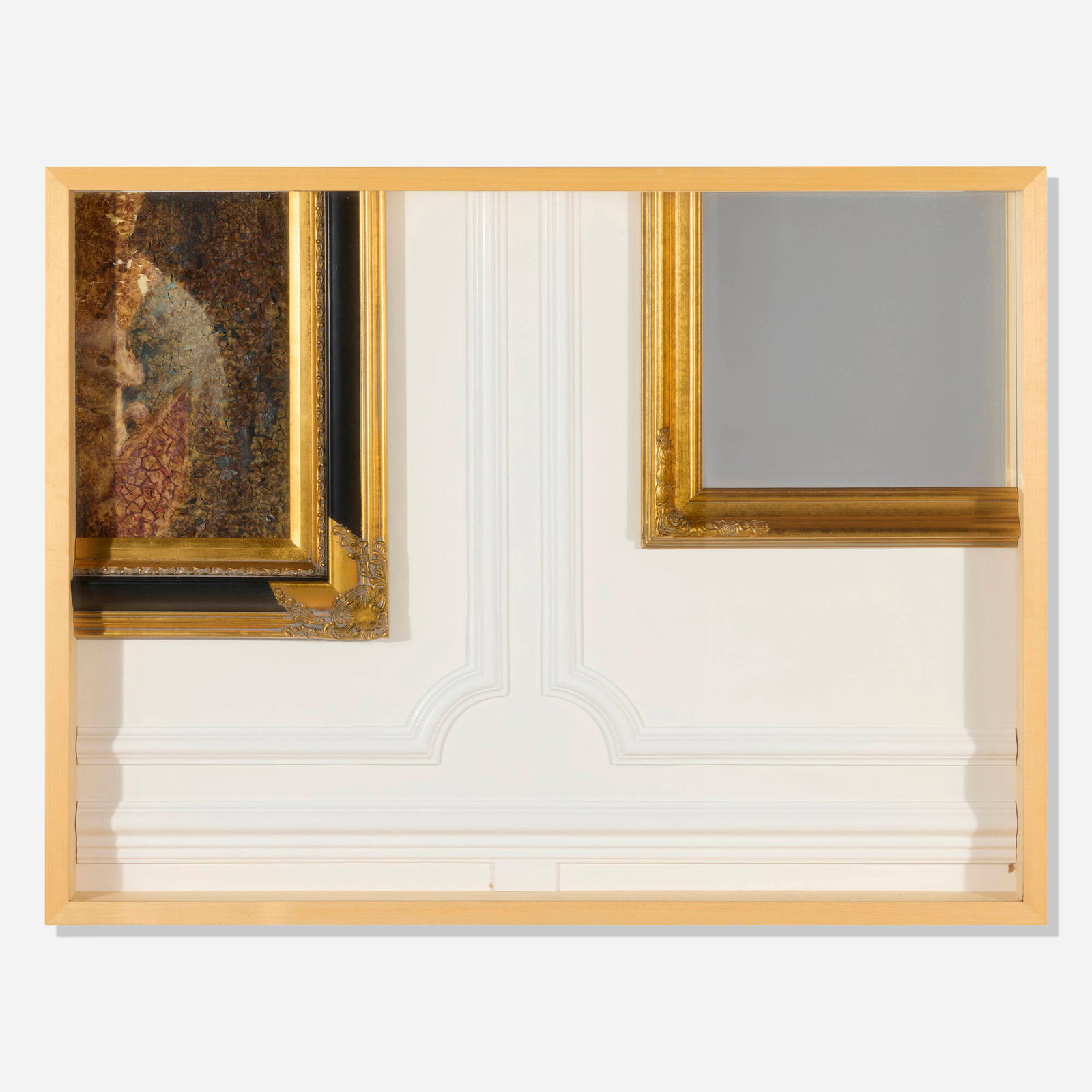Ron Gilad, Drawing No. 5: Ron Gilad Drawing No. 5 2009 oil on canvas, painted and wood gilt assemblage, mirror, glass, basswood 31.25 h x 41.25 w x 5 d in (79 x 105 x 13 cm) This work is unique. Exhibited: Ron Gila