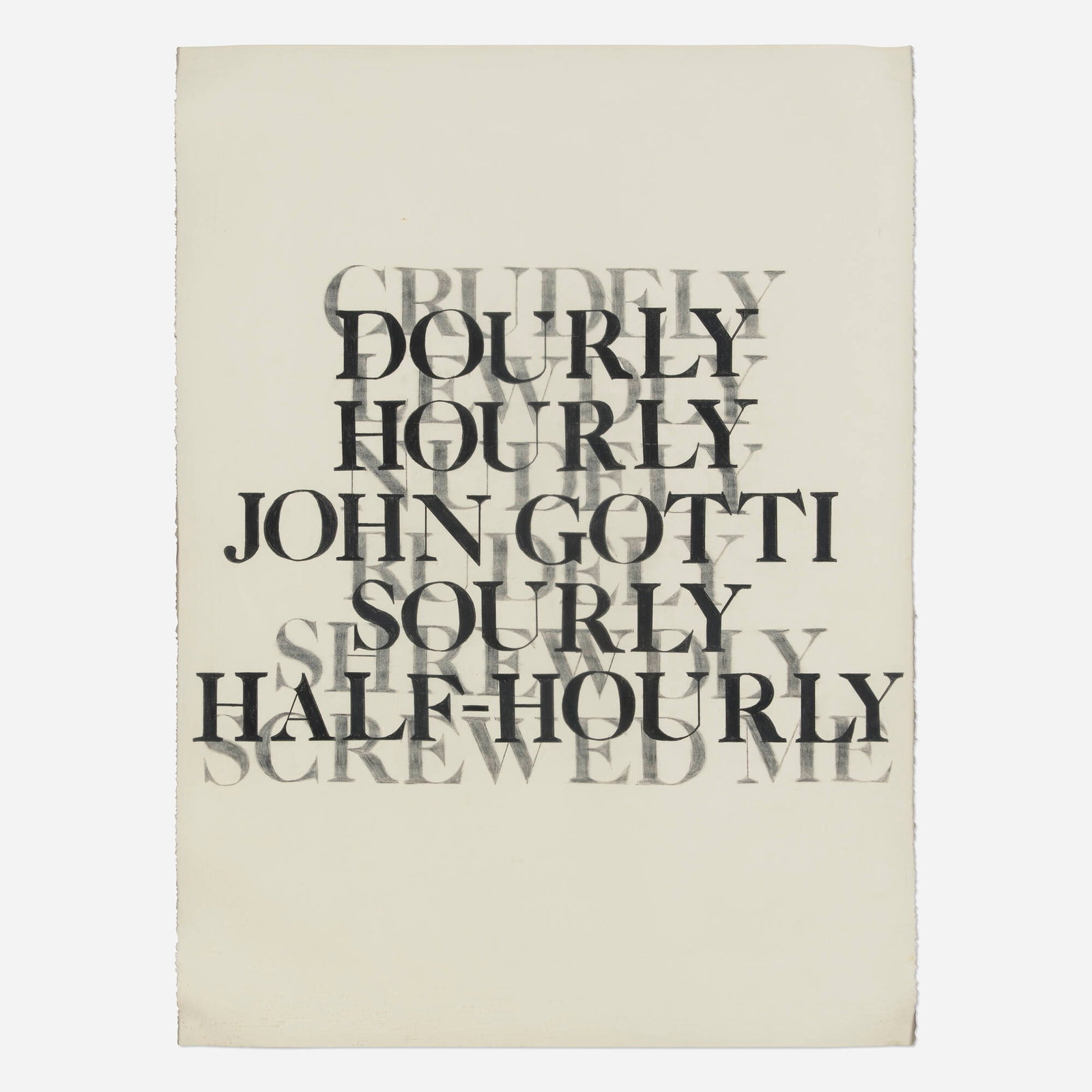 Kenneth Goldsmith, Original Outtake From '73 Poems: Kenneth Goldsmith Original Outtake From '73 Poems 1991 graphite on paper 30 h x 22 w in (76 x 56 cm) Signed and dated to frame backing 'Kenneth Goldsmith 1991'. This work will ship from