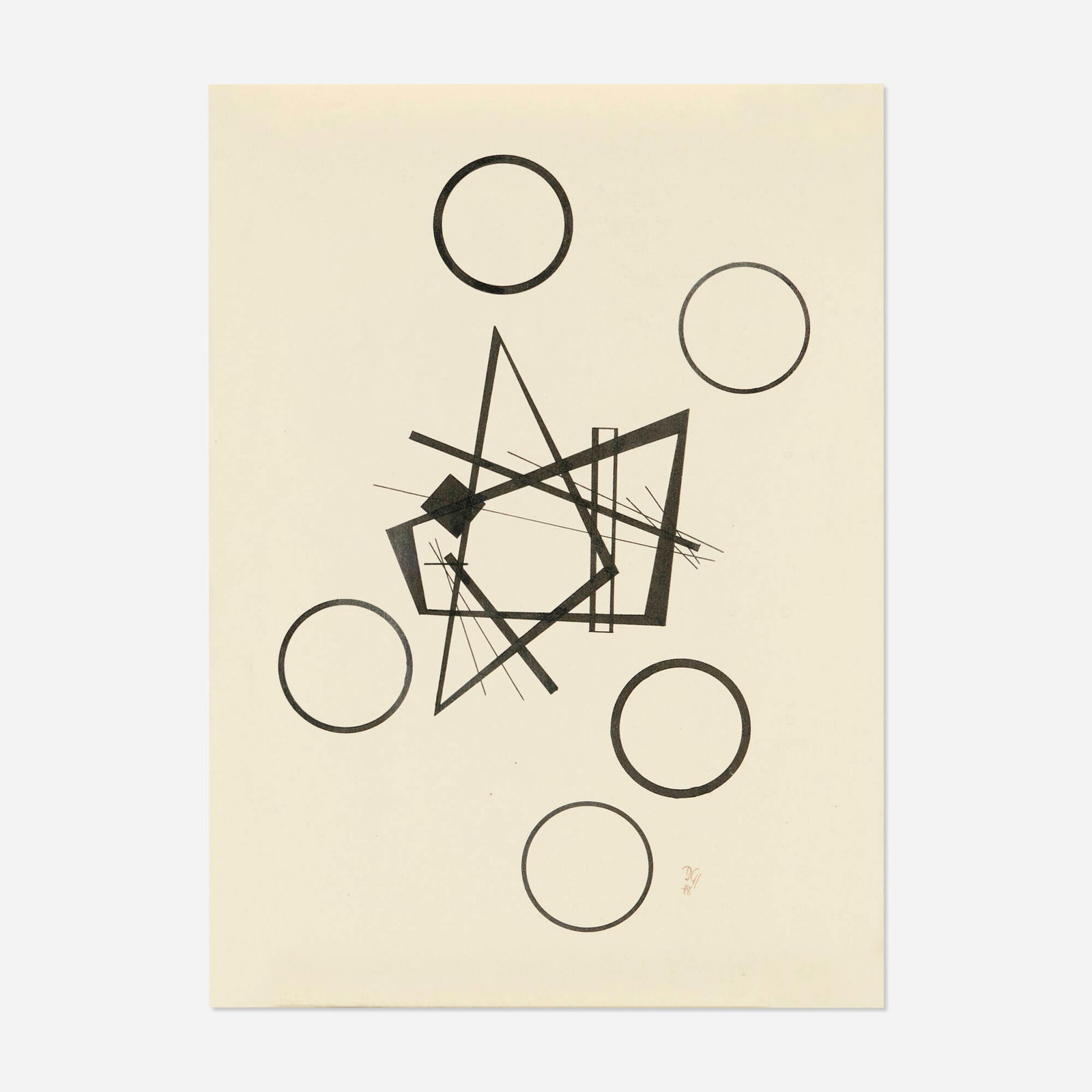 Dwinell Grant, Untitled: Dwinell Grant Untitled 1978 ink on paper sight: 11.75 h x 8.5 w in (30 x 22 cm) Signed and dated to lower right 'DG 78'. This work will ship from Lambertville, New Jersey.