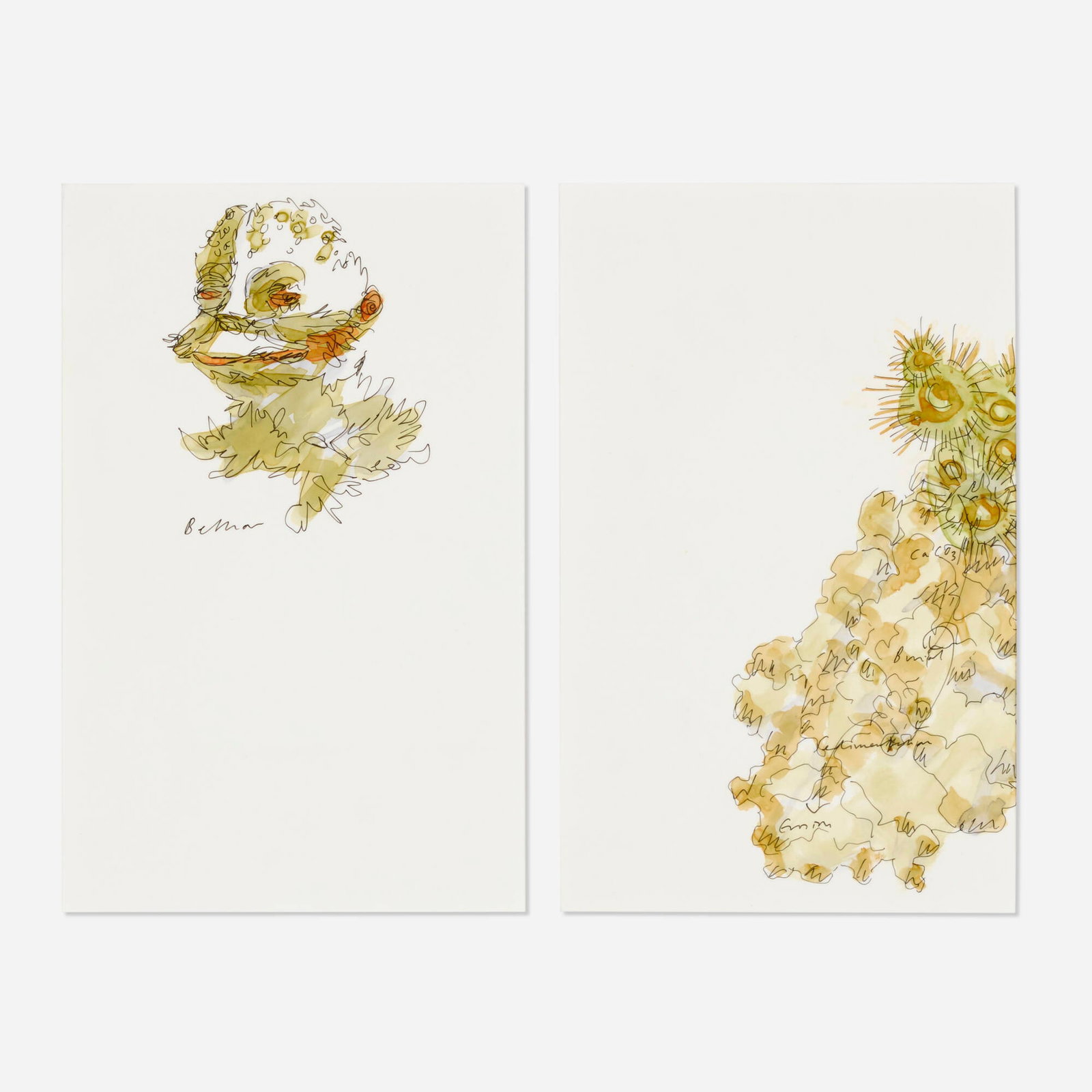 Matthew Ritchie, Untitled; Bethor (two works): Matthew Ritchie Untitled; Bethor (two works) ink on Mylar each: 9 h x 6 w in (23 x 15 cm) Inscribed to lower right of one work '115'. Titled and inscribed to lower edge of additional work