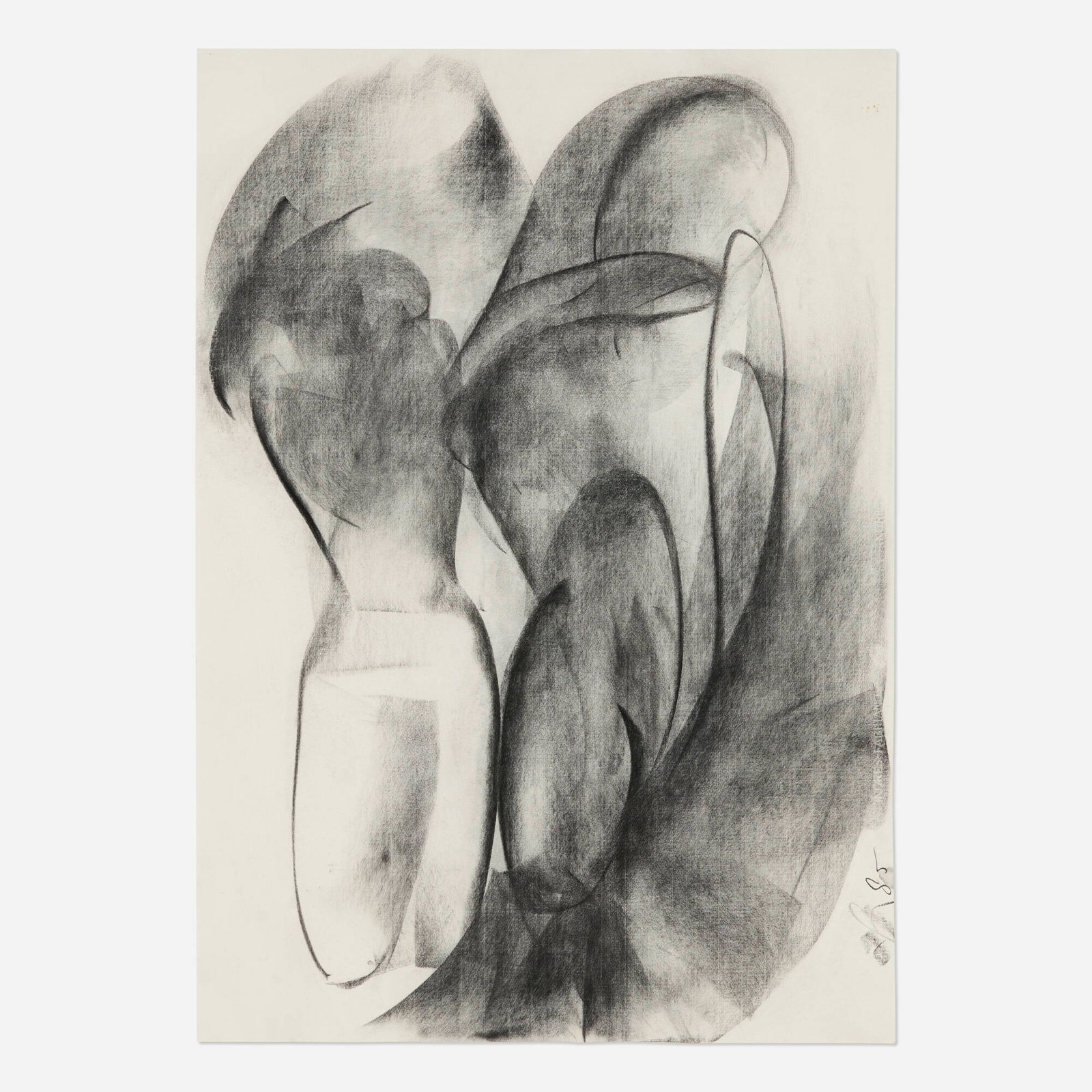 Terry Rosenberg, Untitled: Terry Rosenberg Untitled 1985 charcoal on Fabriano 39.375 h x 27.75 w in (100 x 70 cm) Signed and dated to lower right 'TR 85'. This work will ship from Lambertville, New Jersey.
