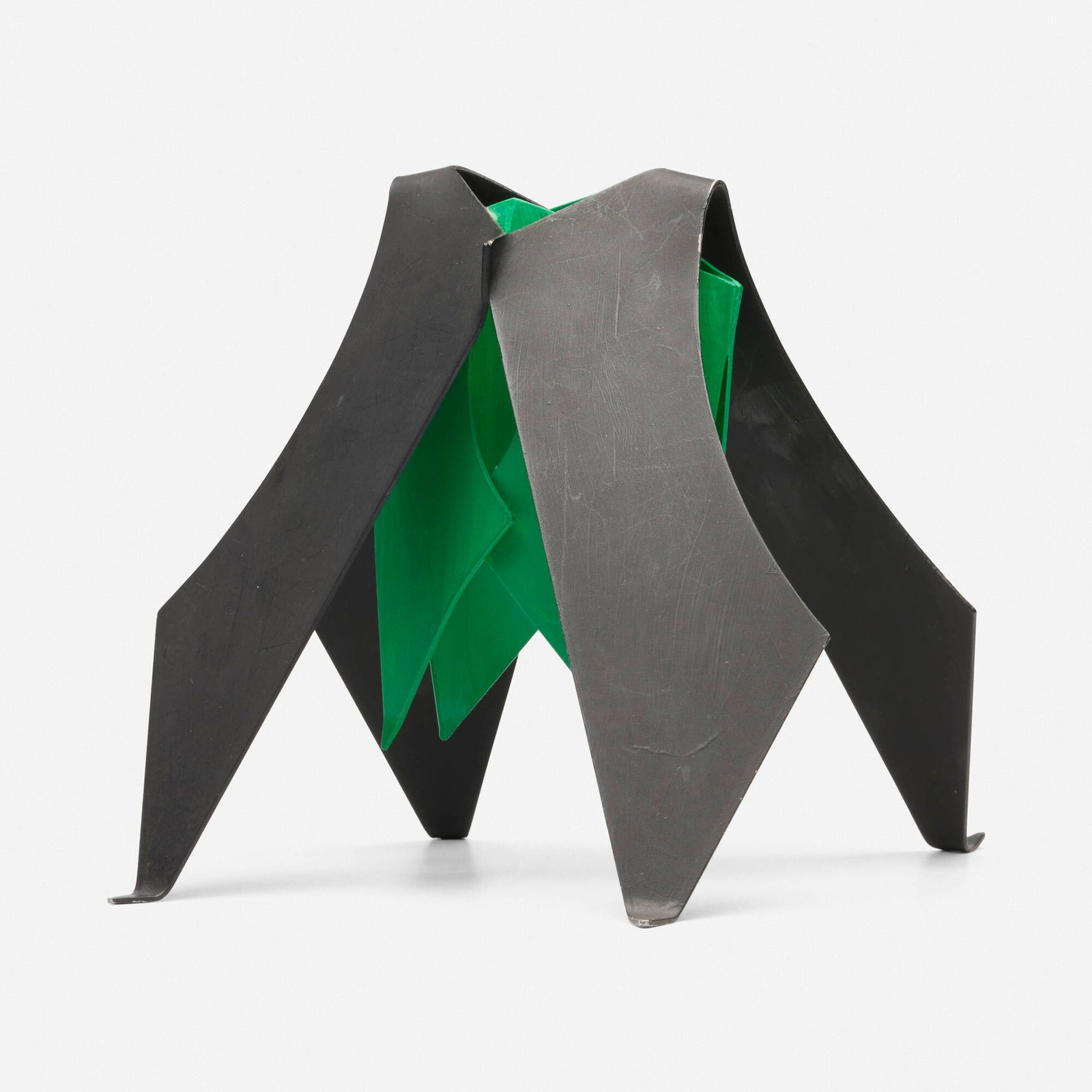 George Sugarman, Black and Green: George Sugarman Black and Green painted steel 6.75 h x 7.25 w x 7.5 d in (17 x 18 x 19 cm) This work will ship from Lambertville, New Jersey.