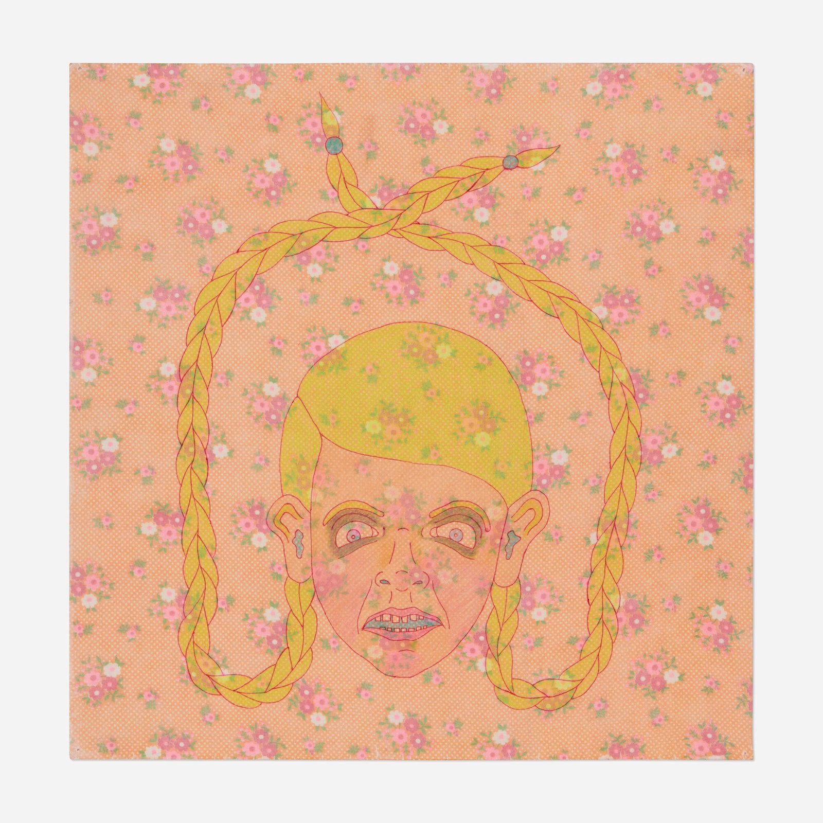 Miguel Ventura, Untitled: Miguel Ventura Untitled 1993 ink on vellum glued to fabric 22 h x 21.5 w in (56 x 55 cm) Signed and dated to verso 'Miguel Ventura 1993'. This work will ship from Chicago, Illinois.