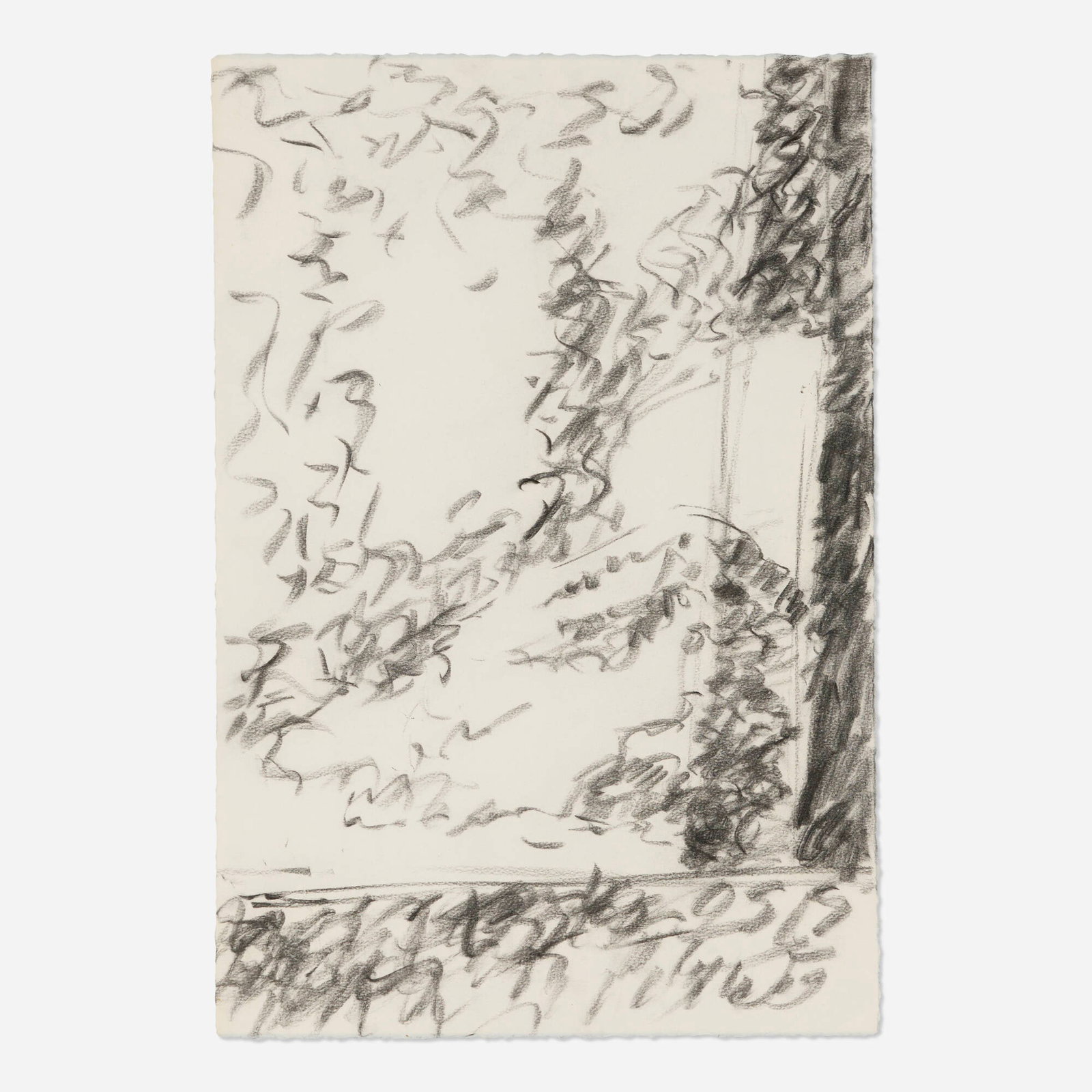 Ursula Von Rydingsvard, Untitled: Ursula Von Rydingsvard Untitled charcoal on paper 22.25 h x 15 w in (57 x 38 cm) This work will ship from Lambertville, New Jersey.