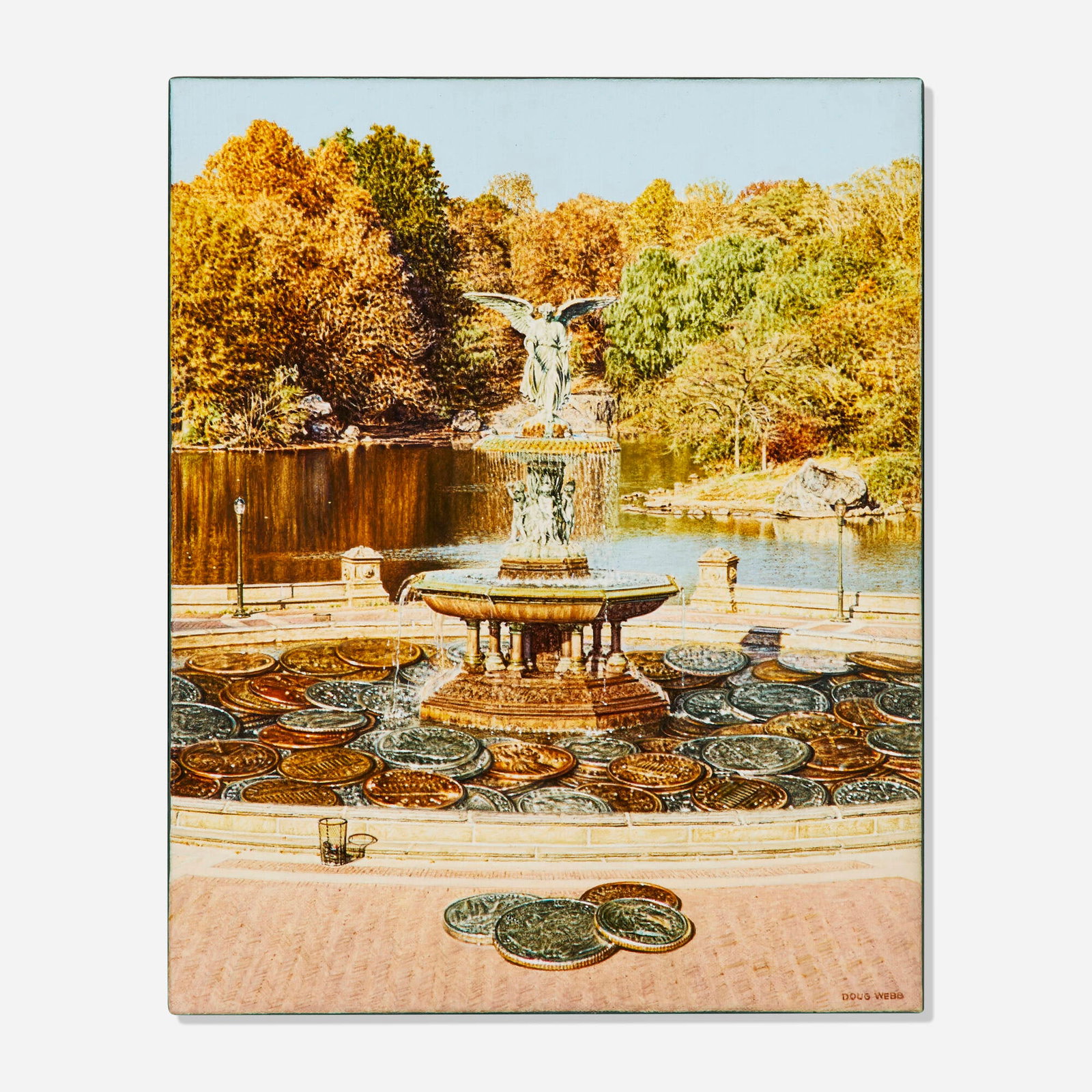 Douglas Webb, Wishing Well: Douglas Webb Wishing Well 1995 acrylic on linen 10 h x 8 w in (25 x 20 cm) Signed, titled, and dated to verso 'Doug Webb 1995 Wishing Well'. Provenance: Louis Stern Fine Art, Los Angeles |