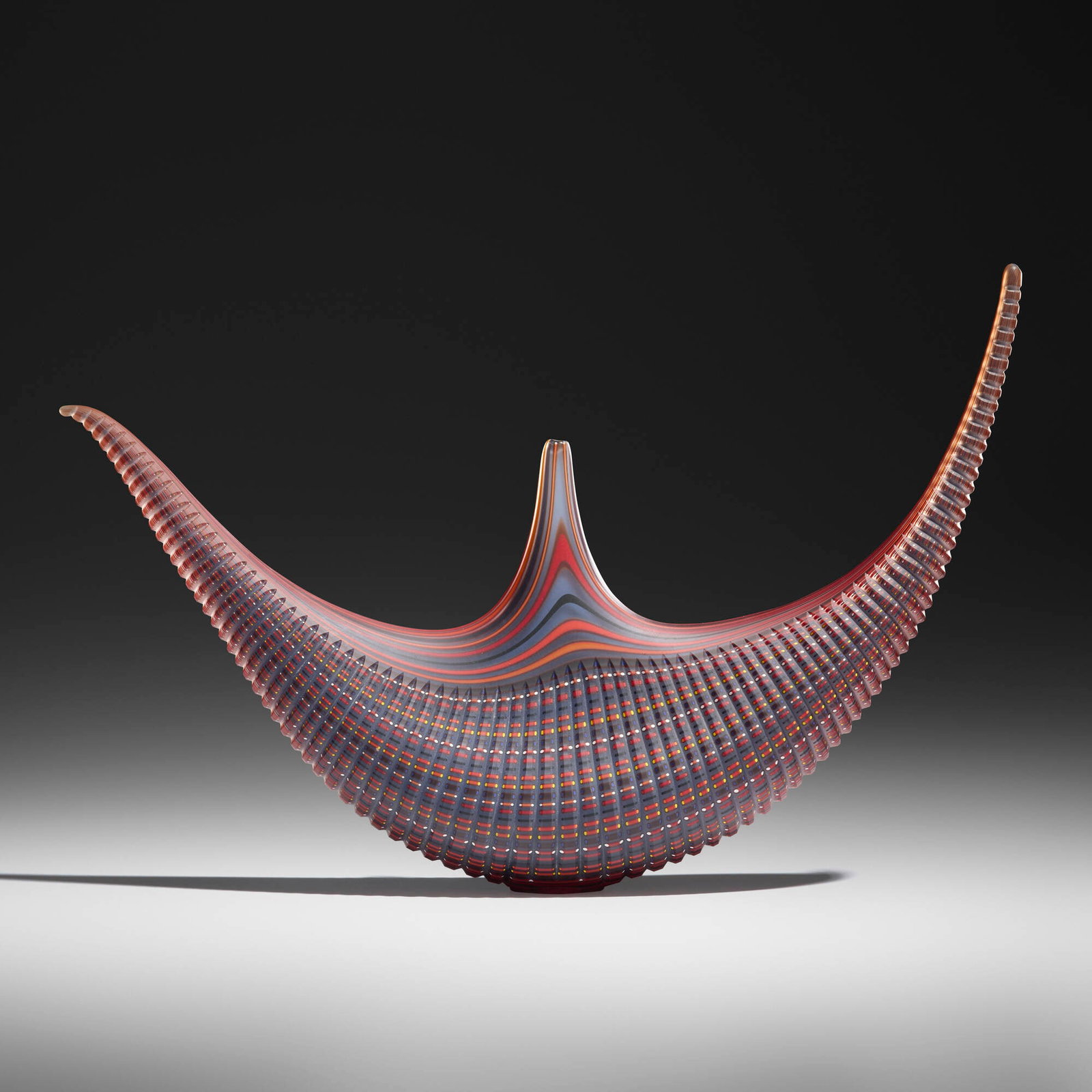 Lino Tagliapietra, Batman: Lino Tagliapietra Batman 2003 hand-blown glass, partial inciso surface 11.375 h x 17.5 w x 3.375 d in (29 x 44 x 9 cm) Etched signature and date to underside 'Lino Tagliapietra 2003 Vo'.