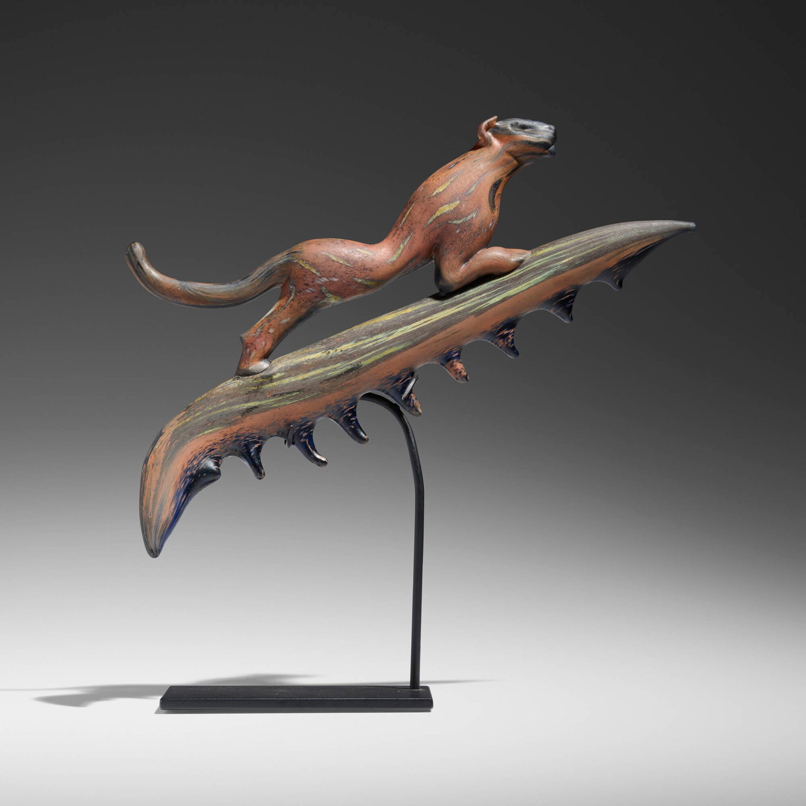 William Morris, Animal Pin: William Morris Animal Pin 1999 hot-worked glass, enameled steel 9.5 h x 9 w x 2.5 d in (24 x 23 x 6 cm) Etched signature and date to underside 'William Morris 1999'. Sold with digital copies
