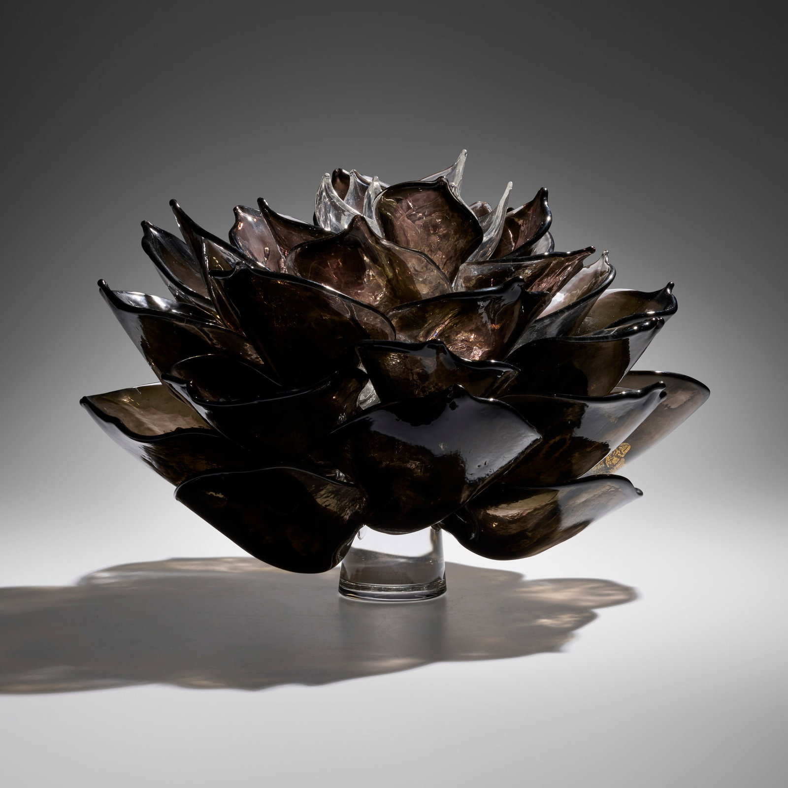 Martin Blank, Lotus: Martin Blank Lotus 2009 hot sculpted glass with gold foil inclusions 12.5 h x 18.25 w x 18 d in (32 x 46 x 46 cm) Etched signature and date to underside 'Martin Blank 09'. Provenance:</