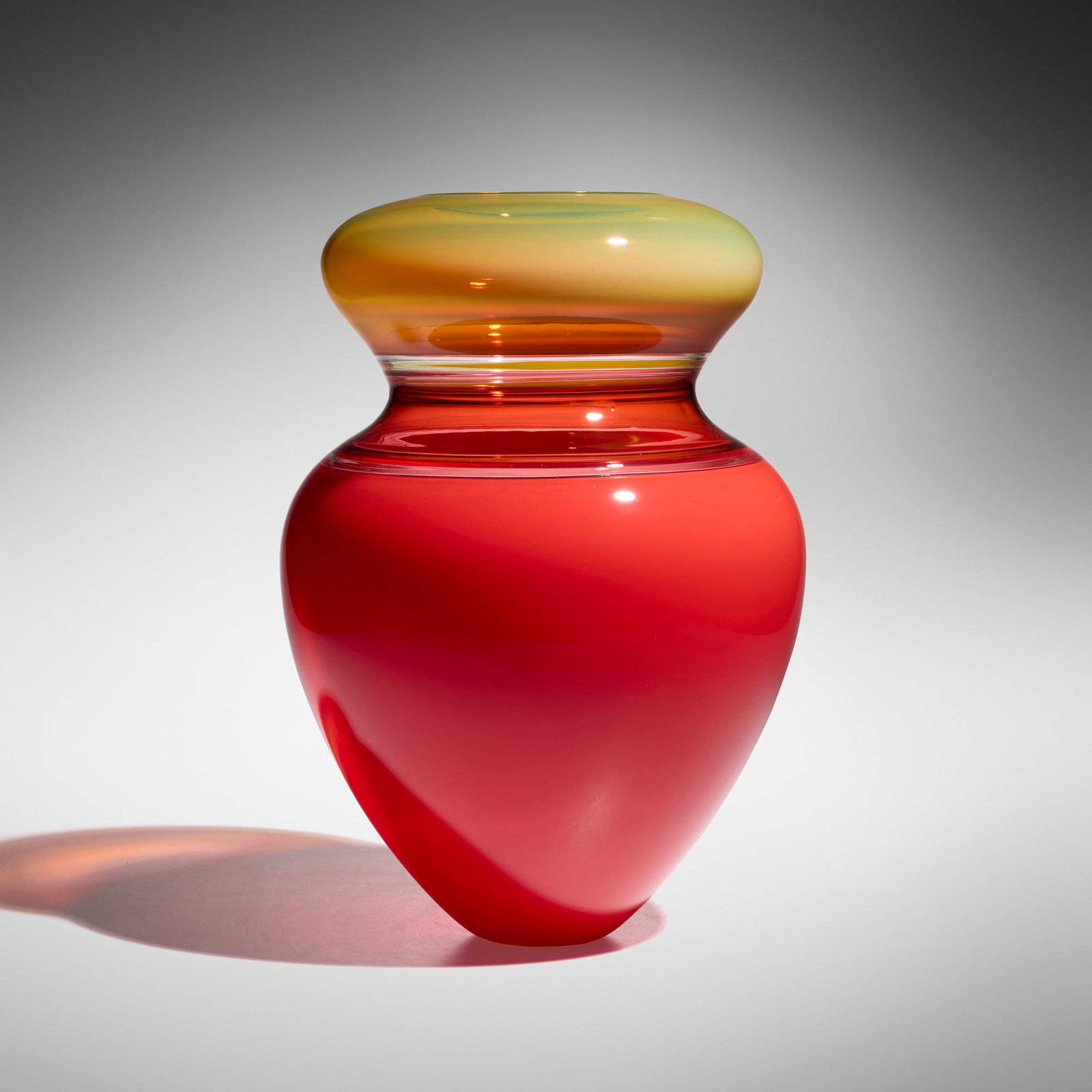 Sonja Blomdahl, Untitled B7889: Sonja Blomdahl Untitled B7889 1989 hand-blown incalmo glass 15.125 h x 11 dia in (38 x 28 cm) Etched signature, date, and number to underside 'Sonja B7889'. Provenance: Private Collection, Sarasota,