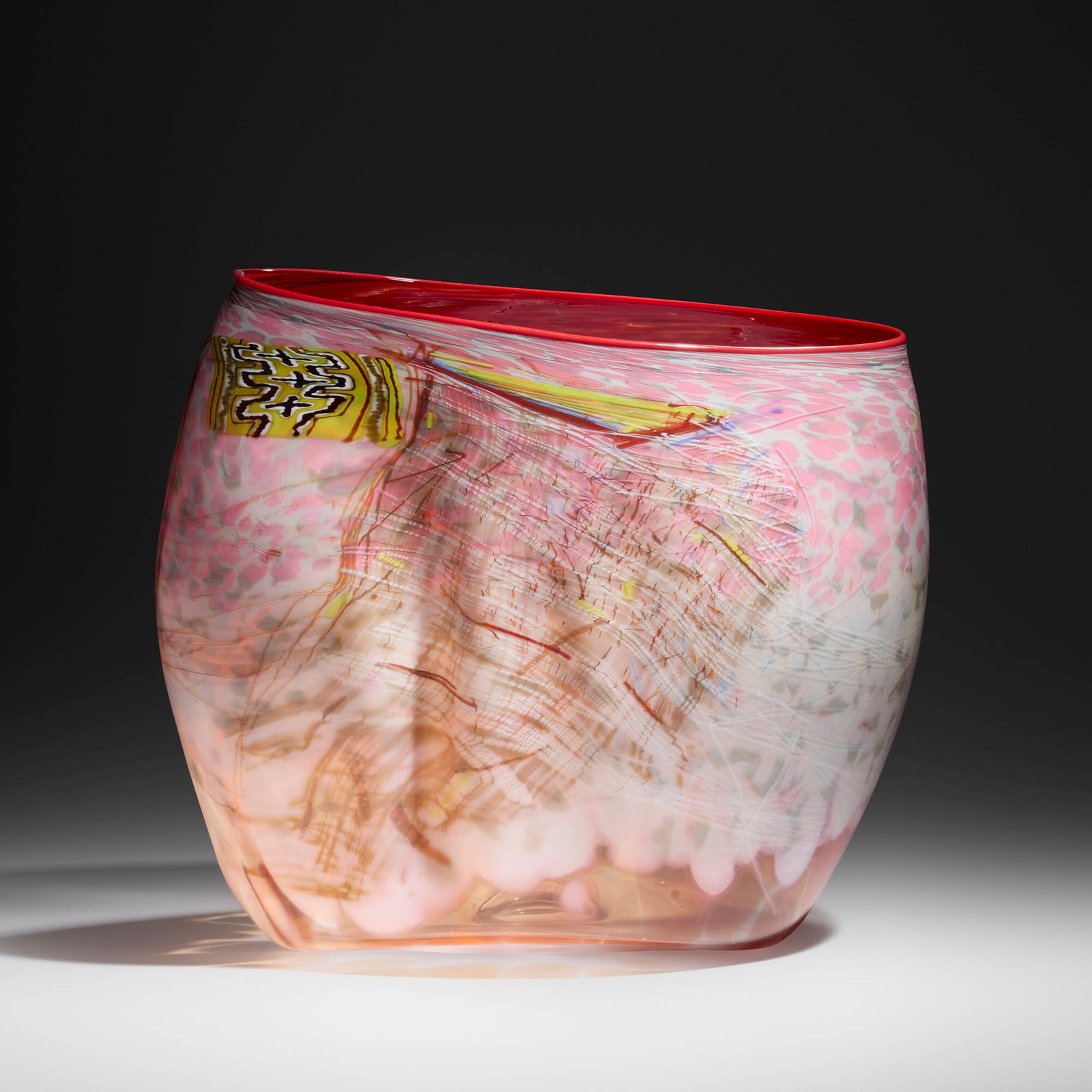 Dale Chihuly, Mars Red Soft Cylinder with Chartreuse Drawing (1 of 5)