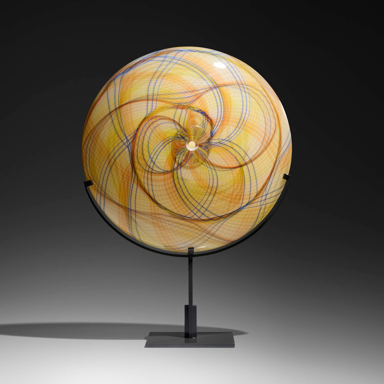 Lino Tagliapietra, Ombelico: Lino Tagliapietra Ombelico 2015 hand-blown glass, enameled steel 28 h x 20 w x 8 d in (71 x 51 x 20 cm) Etched signature and date to verso 'Lino Tagliapietra 2015 h'. Provenance: Pr