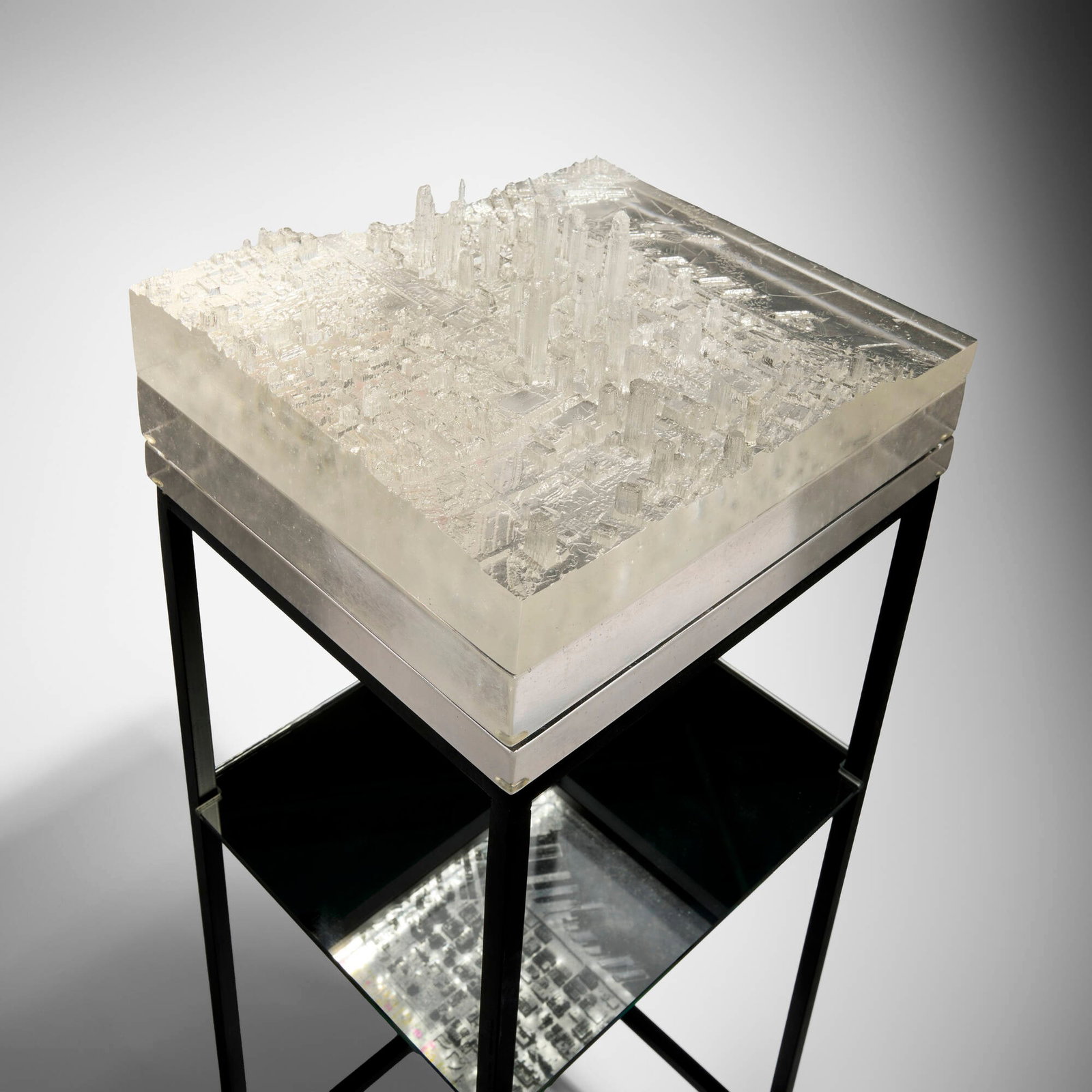 Norwood Viviano, Mining Industries: Seattle City Center: Norwood Viviano Mining Industries: Seattle City Center 2014 3D-printed pattern kiln cast glass, mirrored glass, fabricated steel, transparency 37 h x 12.875 w x 11 d in (94 x 33 x 28 cm) Provenance: