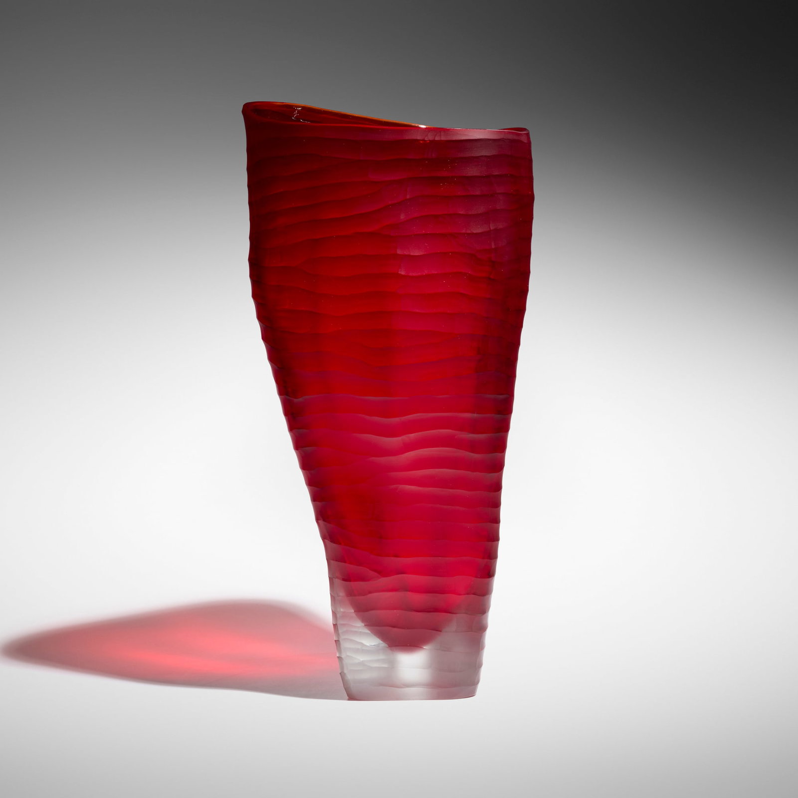 Massimo Micheluzzi, Allungato Inciso vase: Massimo Micheluzzi Allungato Inciso vase 2008 hand-blown and wheel-carved glass 20 h x 10 w x 9 d in (51 x 25 x 23 cm) Etched signature and date to underside 'Massimo Micheluzzi 2008