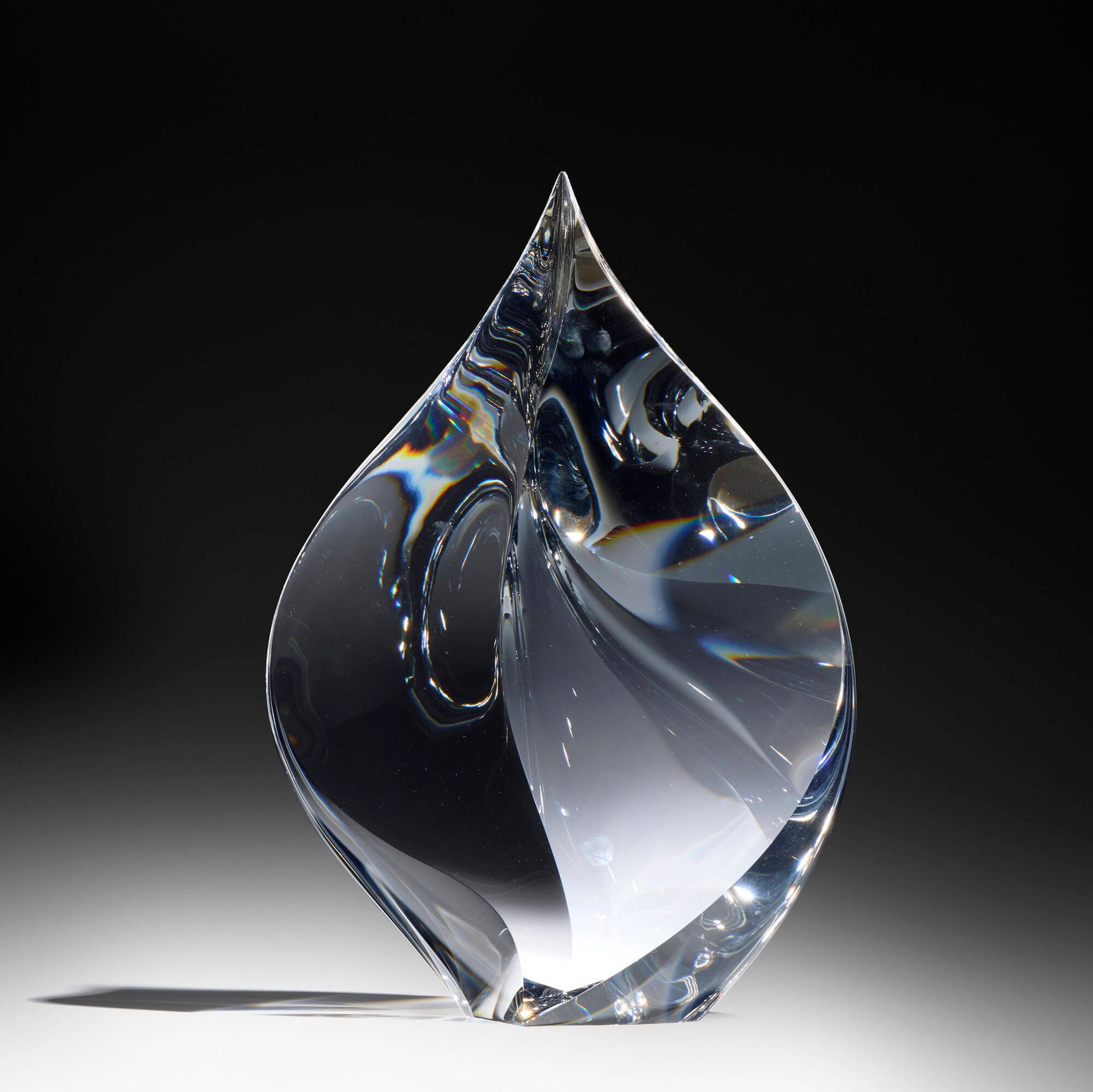 Christopher Ries, Afterglow: Christopher Ries Afterglow 2002 cut, ground, and polished optical crystal 16.625 h x 11.625 w x 5.25 d in (42 x 30 x 13 cm) Etched signature and date to top edge 'Christopher Ries 3/1/02 ?'.