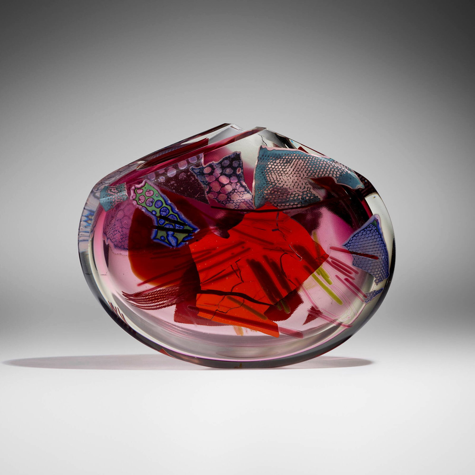Joel Philip Myers, Untitled from the Contiguous Fragment series: Joel Philip Myers Untitled from the Contiguous Fragment series 1998 hand-blown, applied, and cold-worked glass 13.5 h x 17.625 w x 4 d in (34 x 45 x 10 cm) Etched signature and date near base 'Jo