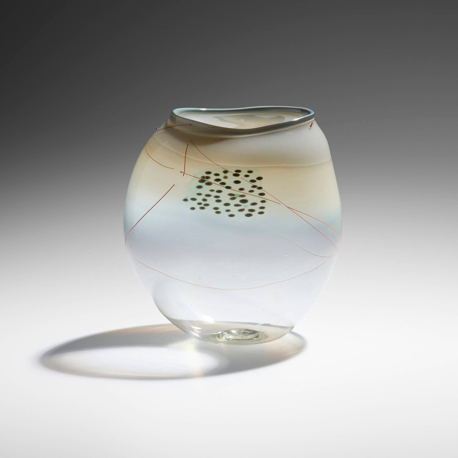 Dale Chihuly, Small Basket with Red Trailings: Dale Chihuly Small Basket with Red Trailings 1979 hand-blown glass 6.75 h x 6.5 w x 6 d in (17 x 17 x 15 cm) From 1977 until 1981, professional photographer Ira Garber shared a studio with Dale