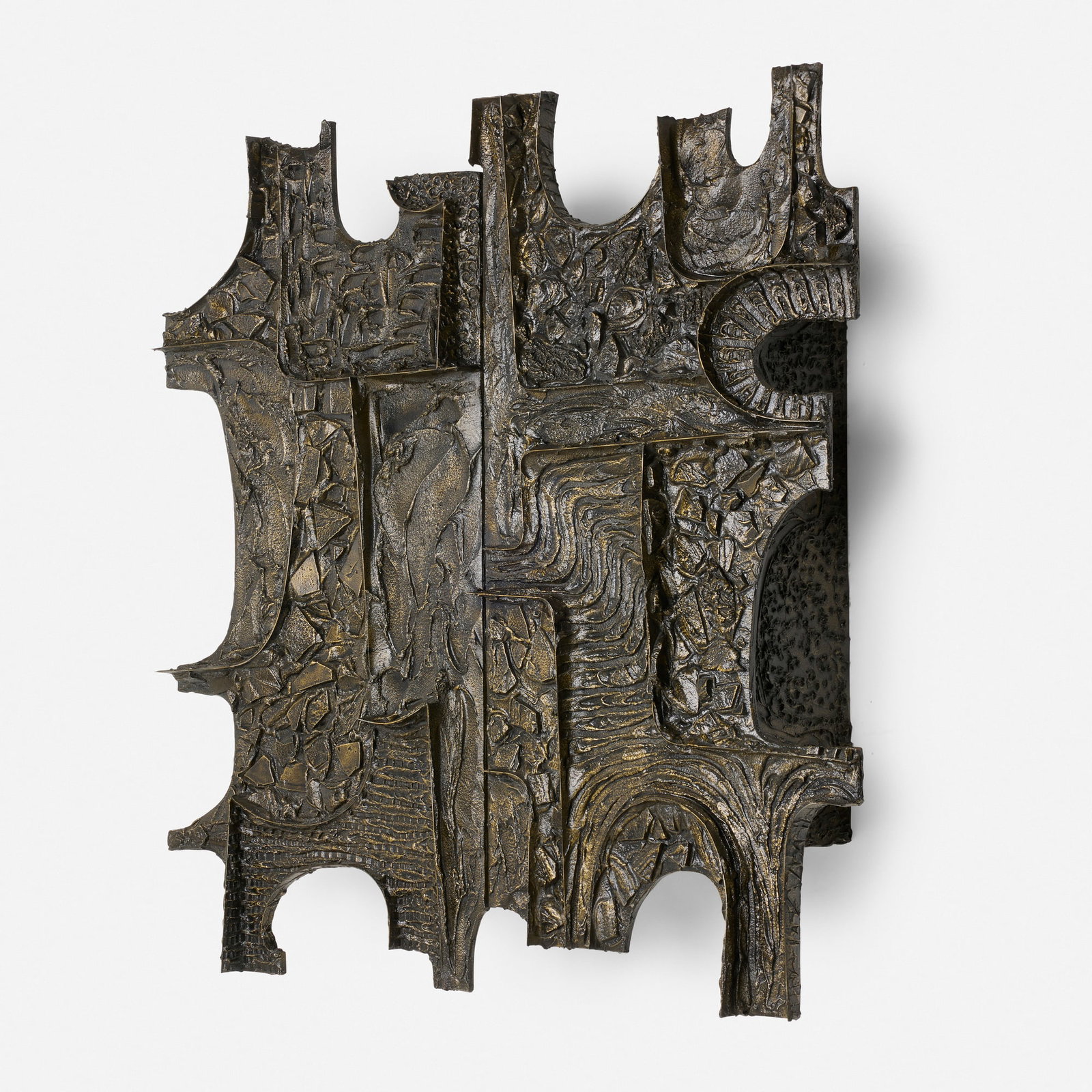 Paul Evans, Rare Sculpted Bronze wall-hanging cabinet - 2