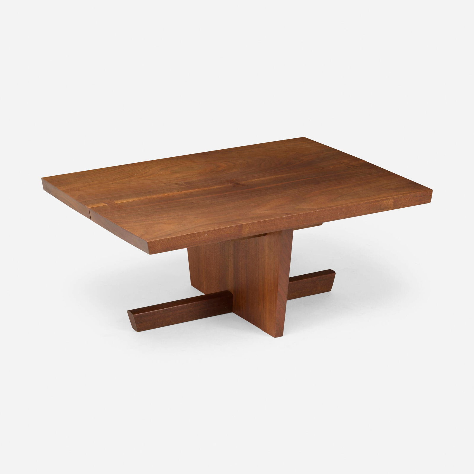 George Nakashima, Minguren I coffee table: George Nakashima Minguren I coffee table Nakashima Studio USA, 1972 American black walnut 17 h x 40 w x 29.75 d in (43 x 102 x 76 cm) Table features three butterflies. Inscribed with client's