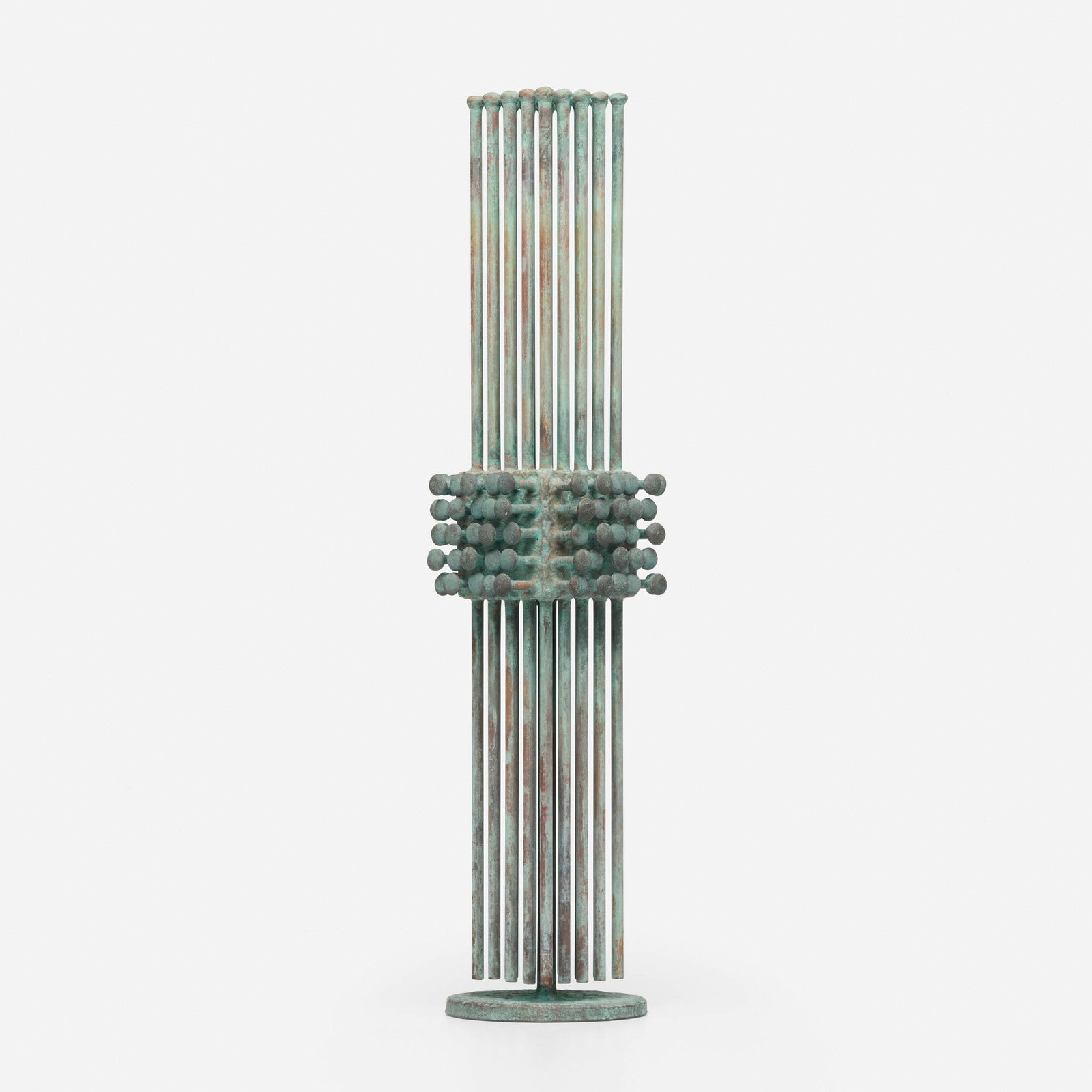 Douglas Ihlenfeld, Formation: Douglas Ihlenfeld Formation 2019 phosphorous bronze, copper 18.5 h x 4.5 w x 4.5 d in (47 x 11 x 11 cm) Impressed signature to underside 'DRI'. This work will ship from Lambertville, New