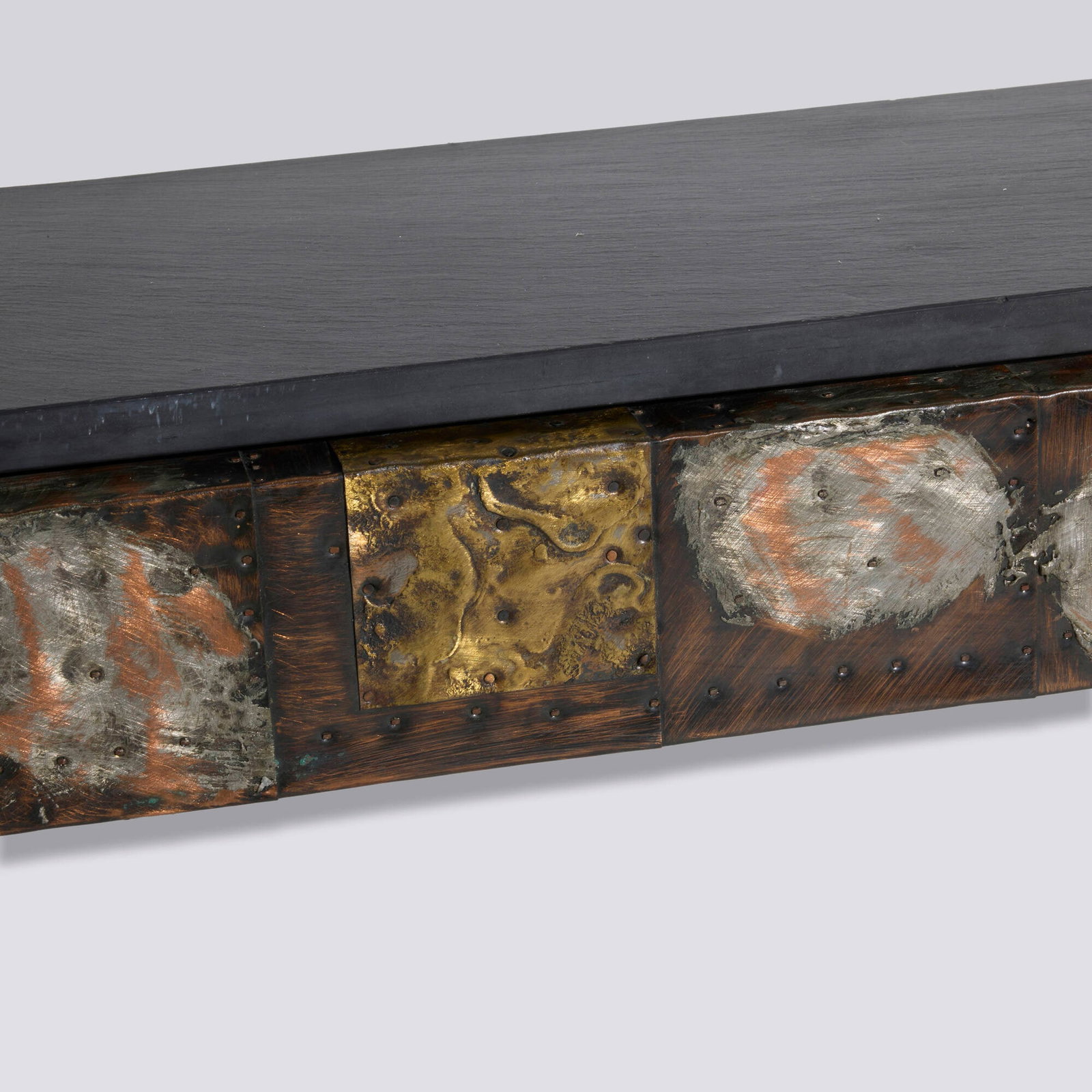 Paul Evans, Patchwork wall-hanging shelf, model PE 17 - 4