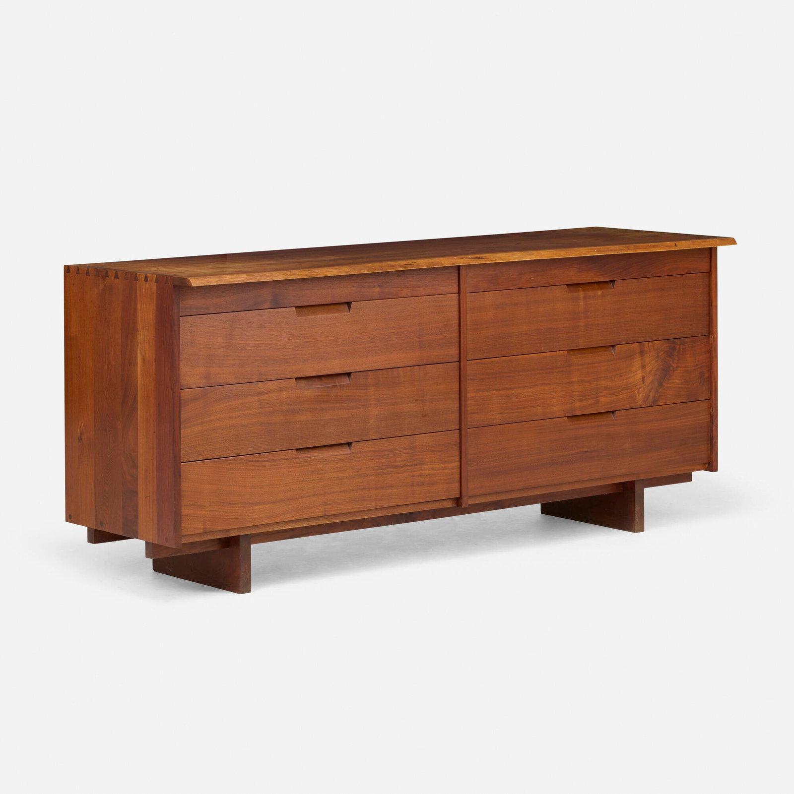 George Nakashima, Double Chest of Drawers: George Nakashima Double Chest of Drawers Nakashima Studio USA, 1969 American black walnut 31.875 h x 72 w x 23.5 d in (81 x 183 x 60 cm) Chest features one free edge and eight drawers. Numbered to rev