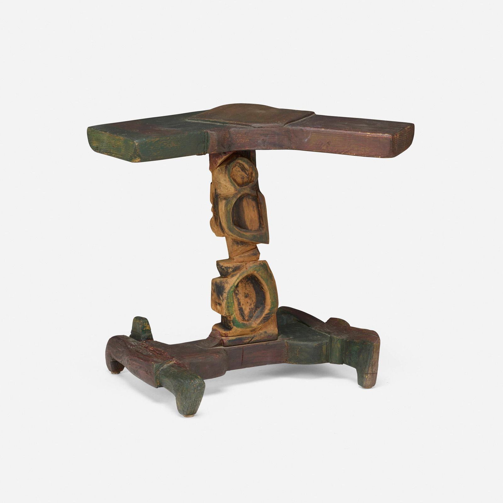 Smokey Tunis, Occasional table: Smokey Tunis Occasional table USA, c. 1970 painted and carved wood 18.25 h x 21.75 w x 16 d in (46 x 55 x 41 cm) Painted signature to underside 'Tunis'. This work will ship from