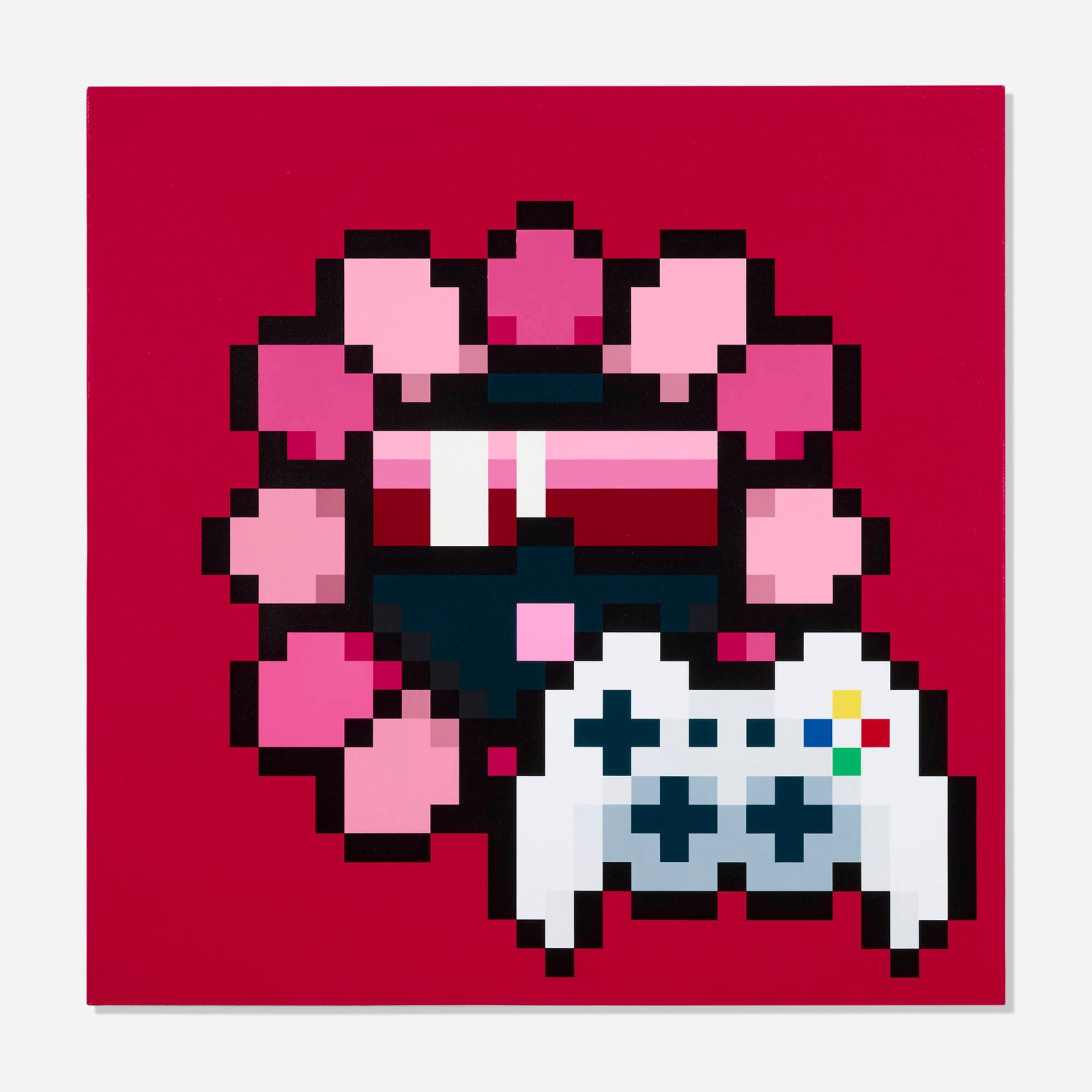 Takashi Murakami, Murakami.Flower #5384 Pro Gamer: Takashi Murakami Murakami.Flower #5384 Pro Gamer 2022 acrylic on canvas mounted to aluminum stretcher 23.75 h x 23.75 w x 2 d in (60 x 60 x 5 cm) Signed and dated to verso 'Murakami 2022'.