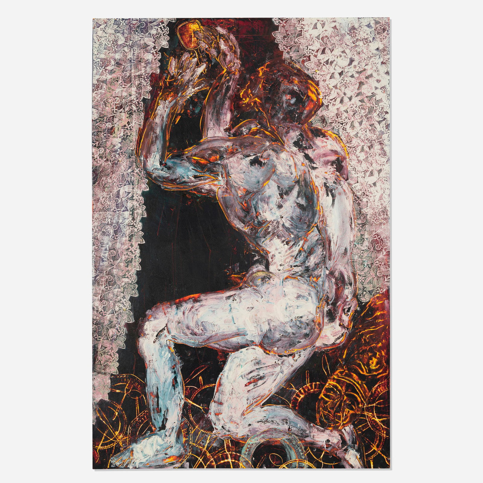 Arnaldo Roche Rabell, The Adoration: Arnaldo Roche Rabell The Adoration 1988 oil on canvas 71.5 h x 47.625 w in (182 x 121 cm) Provenance: Struve Gallery, Chicago | Private Collection This work will ship from Lambertville, New Jersey.