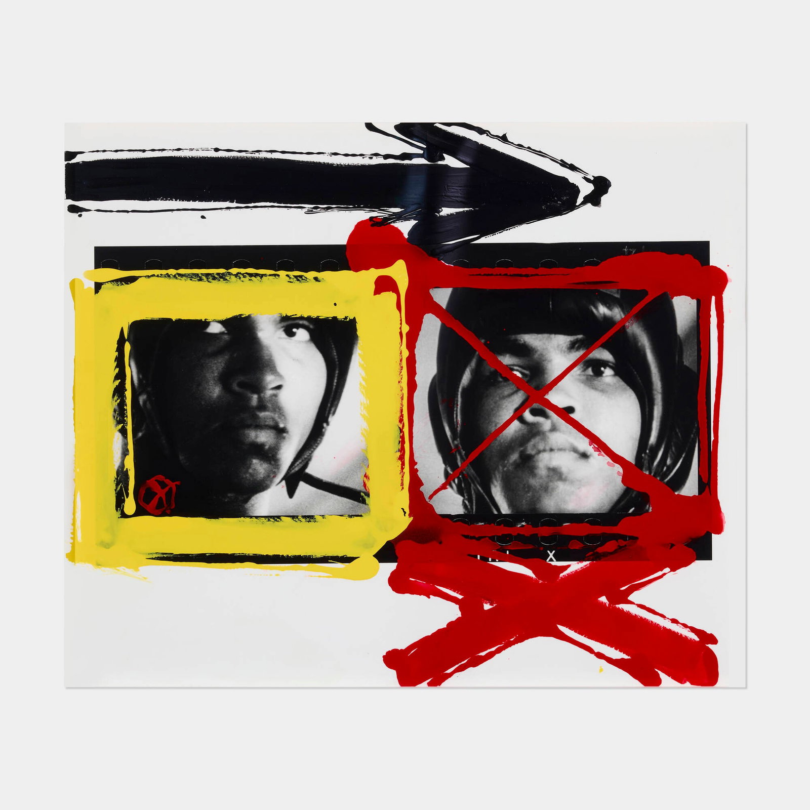 William Klein, Muhammad Ali, Miami: William Klein Muhammad Ali, Miami 1964 / printed later gelatin silver print with hand-painting mounted to Forex 19.625 h x 23.5 w in (50 x 60 cm) Signed, titled, and dated to artist's label to