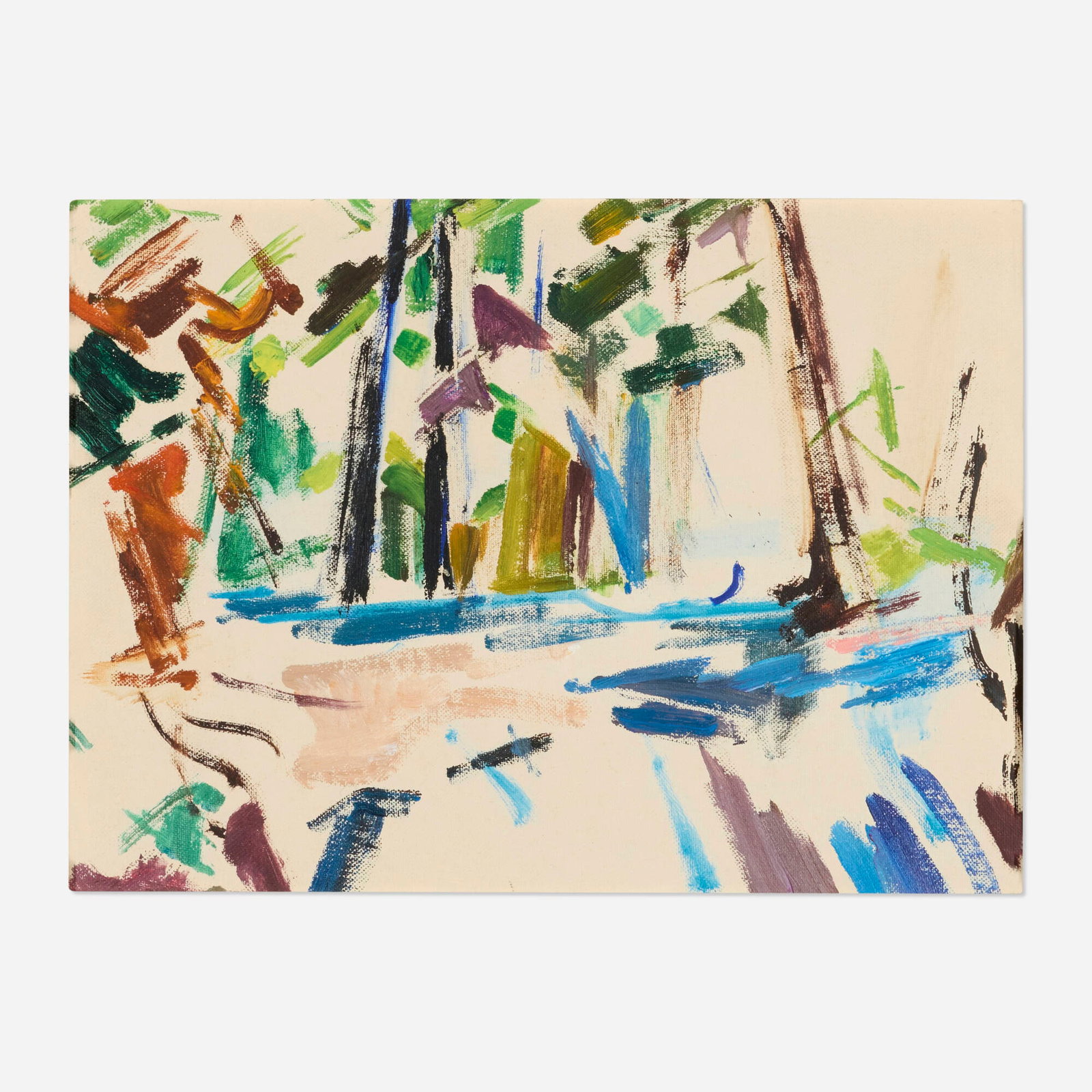 Mercedes Matter, Untitled: Mercedes Matter Untitled oil on canvas board 9 h x 12 w in (23 x 30 cm) Artist's estate stamp to verso. Provenance: Estate of the artist | Private Collection This work will ship from