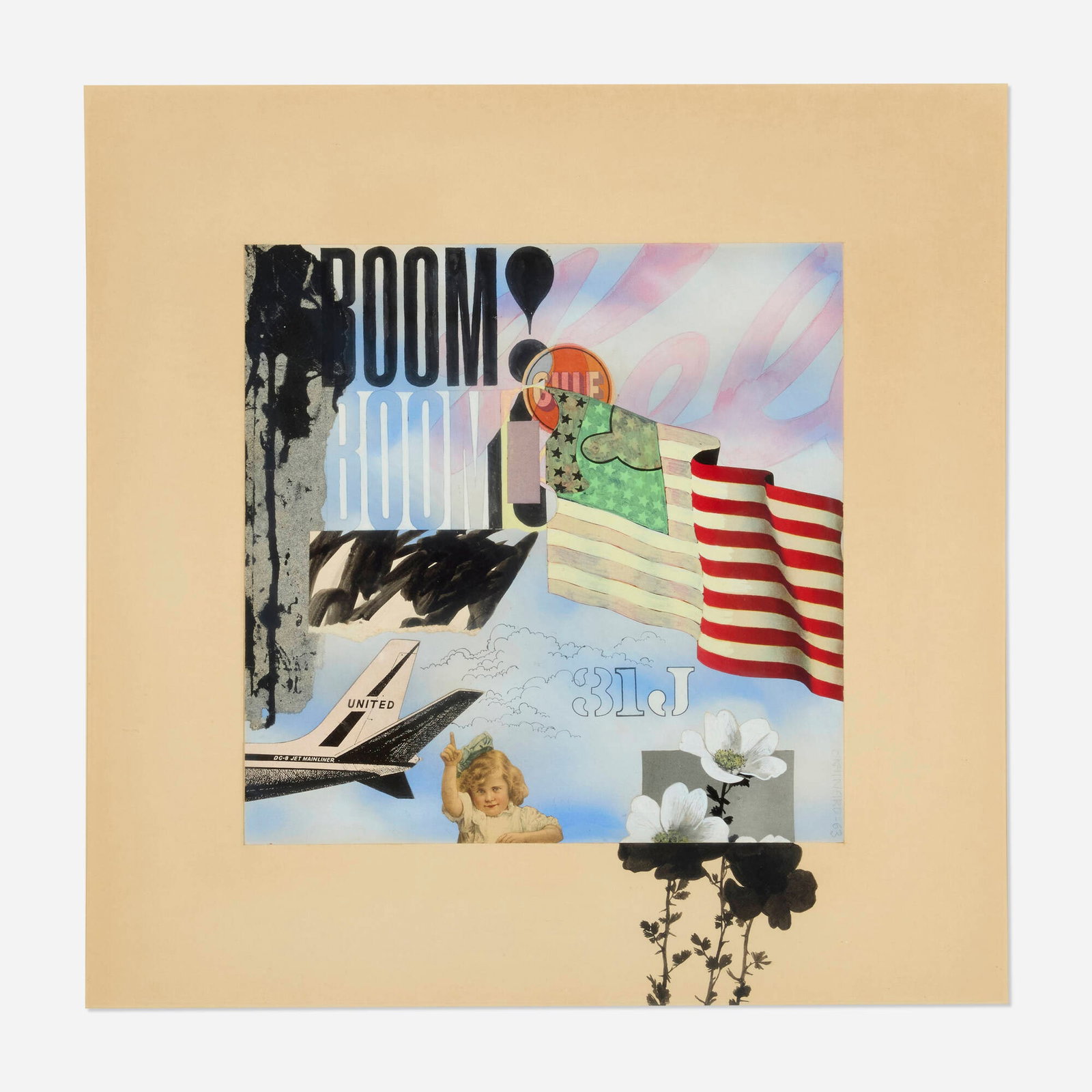 Joe Brainard, Boom! Boom!: Joe Brainard Boom! Boom! 1963 mixed media on paper sight: 18.25 h x 18.25 w in (46 x 46 cm) Signed and titled to lower right 'Brainard 63'. Provenance: Tibor de Nagy, New York | Pavel