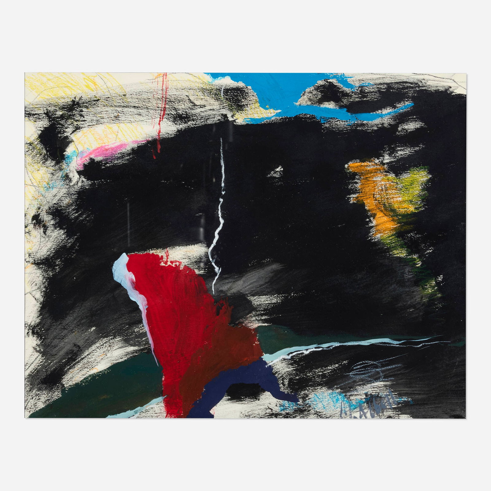 Mary Lee Abbott, Untitled: Mary Lee Abbott Untitled oil stick, chalk, and gouache on paper sight: 14.375 h x 18.5 w in (37 x 47 cm) Signed to lower right 'M Abbott'. Provenance: Estate of Dr. Gerard Kaiser, New York