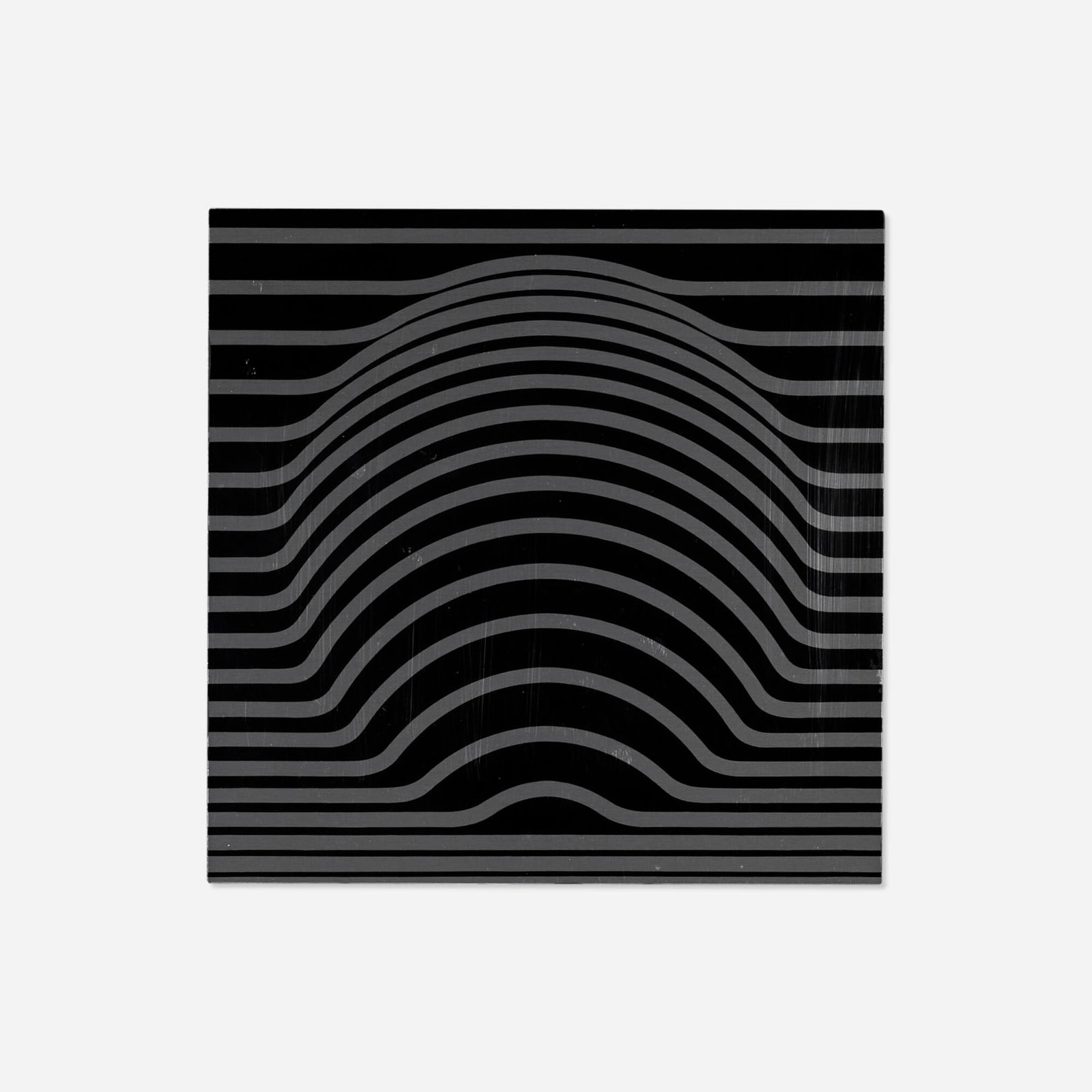 Victor Vasarely, Orion negatif: Victor Vasarely Orion negatif 1963 screenprint on metal mounted to board 6.75 h x 6.75 w in (17 x 17 cm) Signed and numbered to label on verso '2/6 Victor Vasarely'. This work is number 2