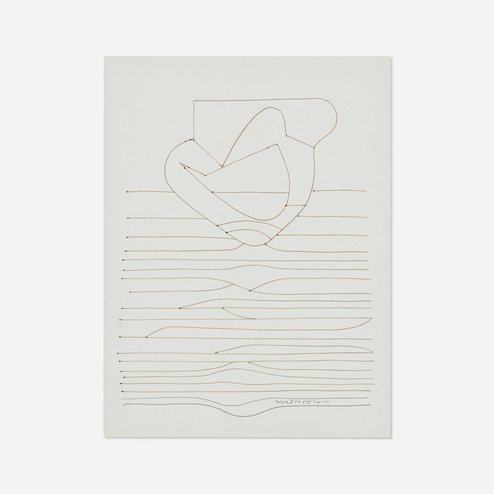 Victor Vasarely, Untitled: Victor Vasarely Untitled 1948 ink on cardstock 12.5 h x 10 w in (32 x 25 cm) Signed to composition and dated to lower right 'Vasarely 1948'. Provenance: Private Collection, Bloomfield