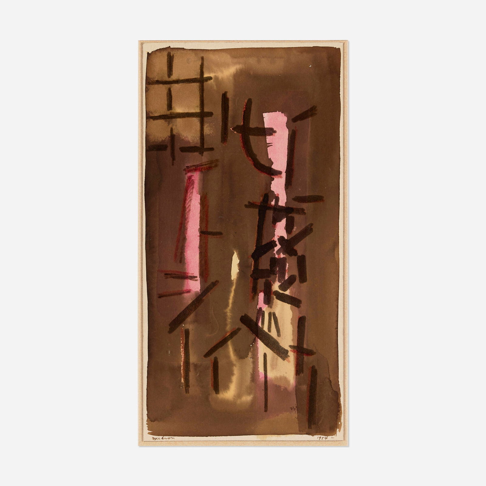 Jean Xceron, Composition No. 361: Jean Xceron Composition No. 361 1954 watercolor on paper 12.75 h x 6.375 w in (32 x 16 cm) Signed and dated to lower edge 'J Xceron - 54'. Signed, titled, dated, and inscribed to label