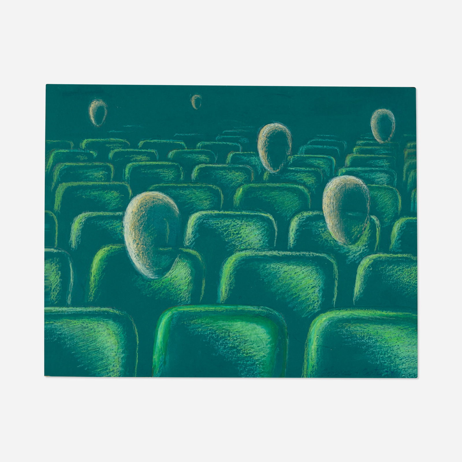 Clarence Holbrook Carter, Untitled: Clarence Holbrook Carter Untitled 1977 oil pastel on cardstock 8 h x 10 w in (20 x 25 cm) Signed and dated to lower right 'Clarence Carter Holbrook 77'. This work will ship from