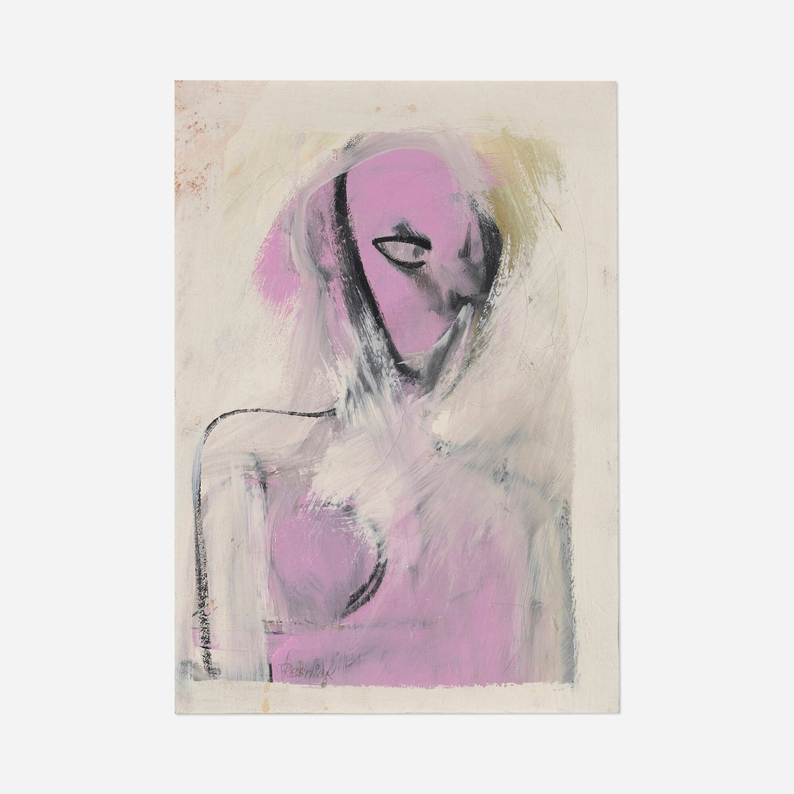 Milton Resnick, Small Head: Milton Resnick Small Head c. 1943 oil on paper mounted to canvas 12.875 h x 9.375 w in (33 x 24 cm) Signed to lower left 'Resnick'. Provenance: Holland-Goldowsky Gallery, Chicago | B.C.