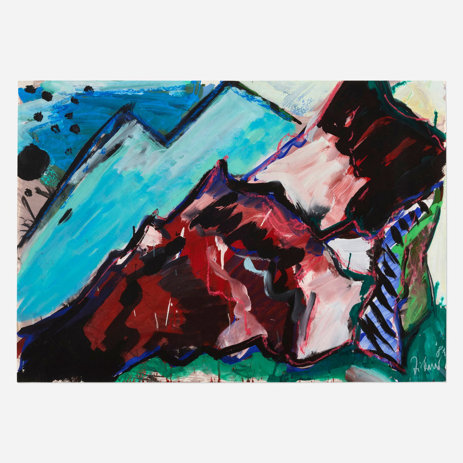 Bernd Zimmer, Untitled: Bernd Zimmer Untitled 1981 gouache on paper 27.5 h x 39.125 w in (70 x 99 cm) Signed and dated to lower right 'Bernd Zimmer 1981'. Provenance: ARCO Corporate Art Collection, Los Angeles |