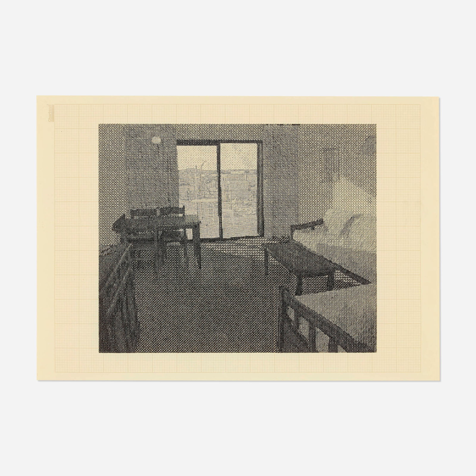 Ewan Gibbs, Floor: Ewan Gibbs Floor 1997 ink on paper image: 9.375 h x 11.375 w in (24 x 29 cm) sheet: 11.75 h x 16.5 w in (30 x 42 cm) Provenance: Interim Art, London | Private Collection, New York | Rago, Post