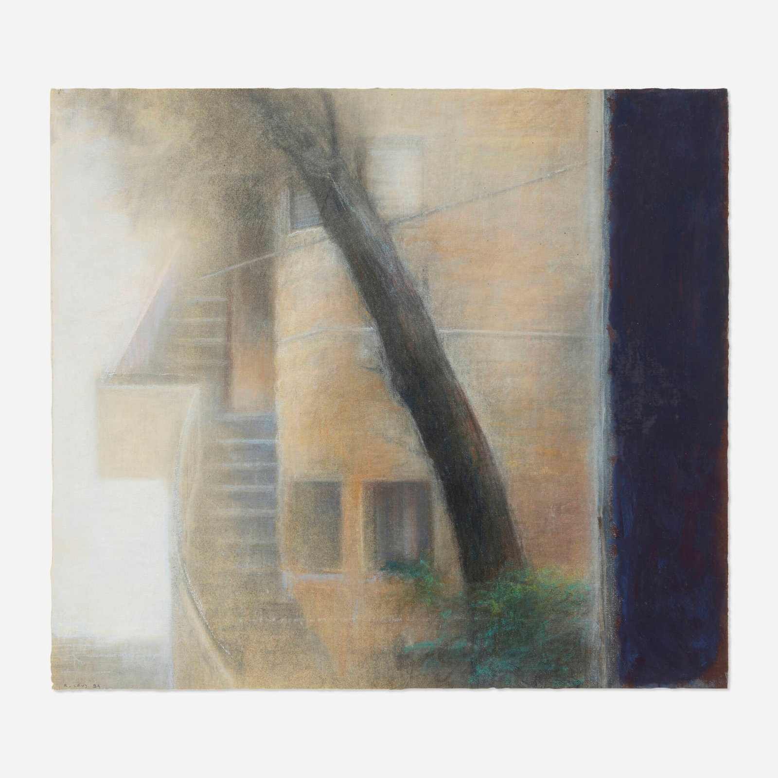 Ra'anan Levy, Landscape with Steps: Ra'anan Levy Landscape with Steps 1994 pastel on paper 15.125 h x 17.125 w in (38 x 43 cm) Signed and dated to lower left 'R. Levy 94'. Provenance: Marion Naggar Fine Art, London | Private