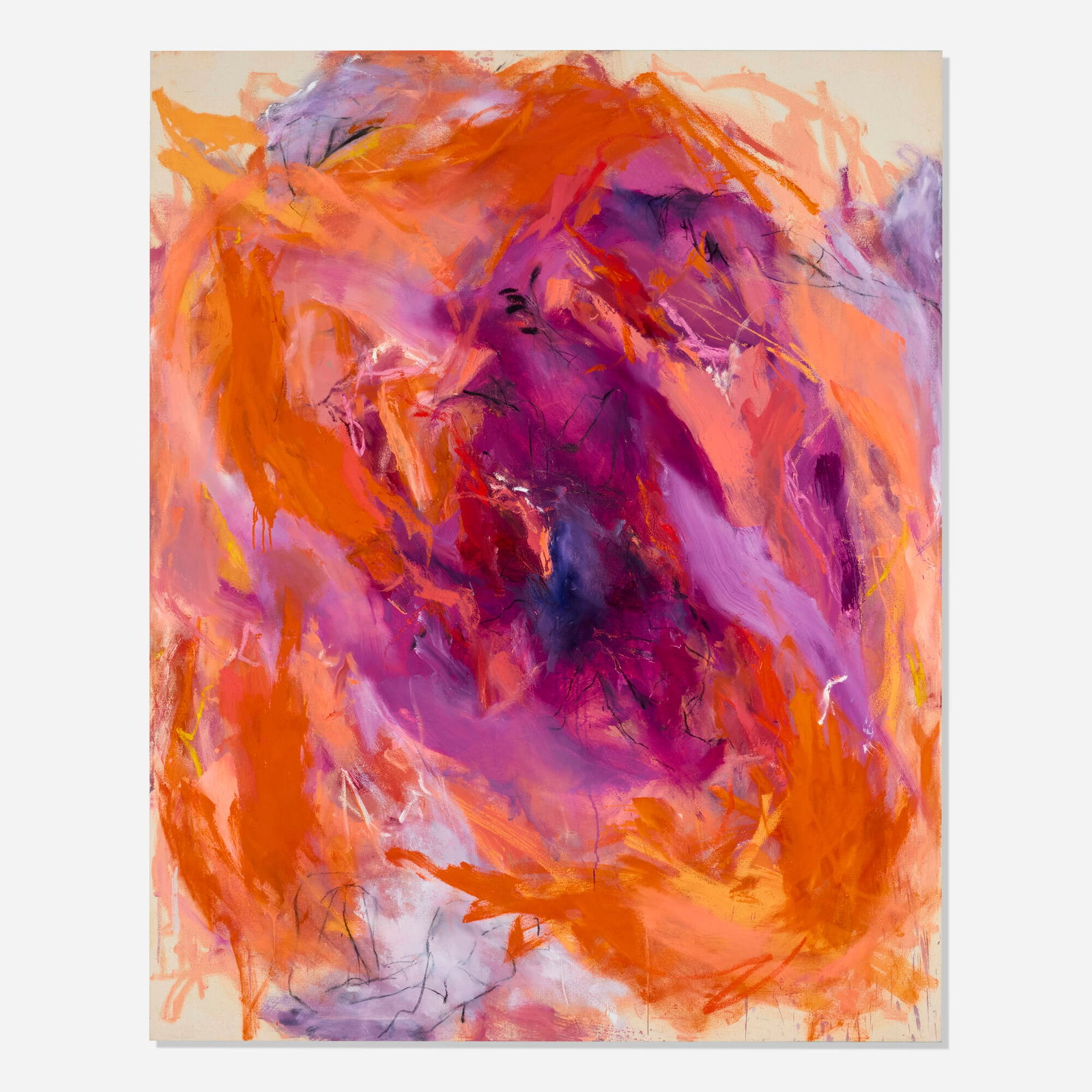 Gena Milanesi, Blood Orange: Gena Milanesi Blood Orange 2024 oil, oil stick, and charcoal on canvas 60 h x 48 w in (152 x 122 cm) Signed, titled, dated, and inscribed to verso 'Milanesi 2024 Blood Orange Made in Los