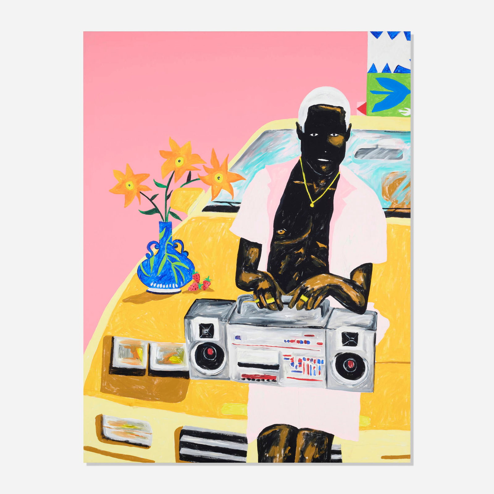 Zeh Palito, We Move in Silence, We Move the Loudest: Zeh Palito We Move in Silence, We Move the Loudest 2021 acrylic on canvas 62.75 h x 47.5 w in (159 x 121 cm) Signed and dated to verso 'Zeh Palito 2021'. Provenance: Luce Gallery, Torino,