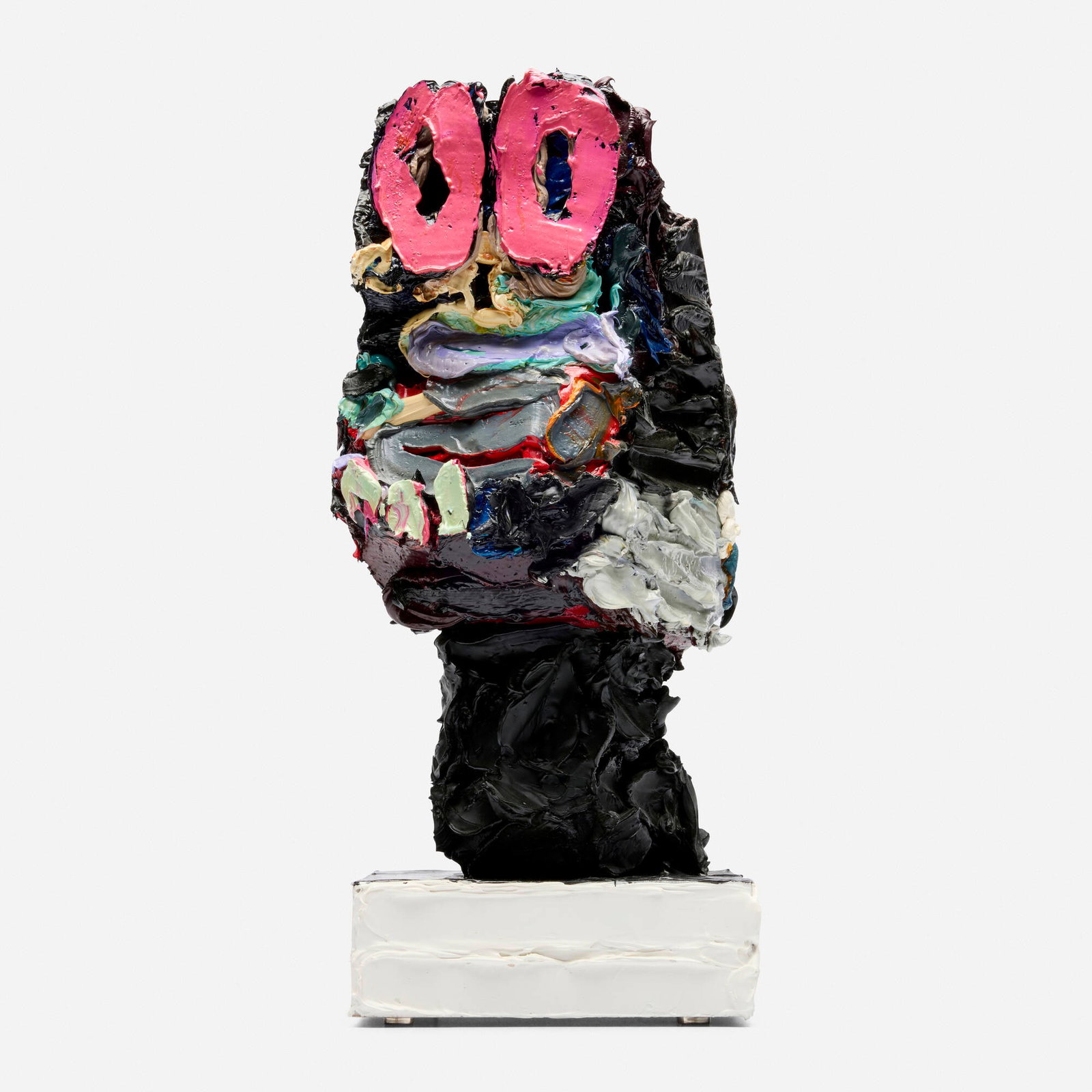 Lavaughan Jenkins, Masked 12: Lavaughan Jenkins Masked 12 2022 acrylic and oil over foam and plaster 14.5 h x 6.75 w x 7.5 d in (37 x 17 x 19 cm) Signed and dated to underside 'Jenkins 2022'. Provenance: Susanne