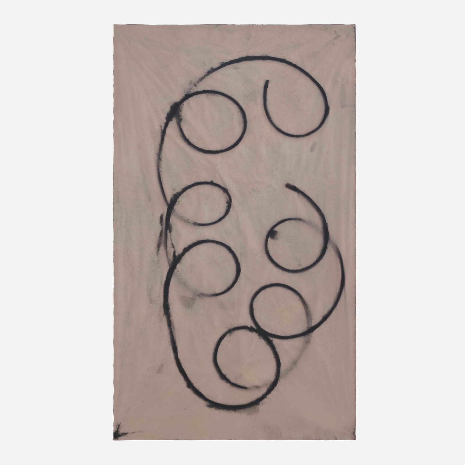Sam Falls, Untitled (Black 1, Topanga, CA): Sam Falls Untitled (Black 1, Topanga, CA) 2012 dyed cotton and polyester with metal grommets 77 h x 45 w in (196 x 114 cm) Provenance: Acquired directly from the artist, Private Collection This work