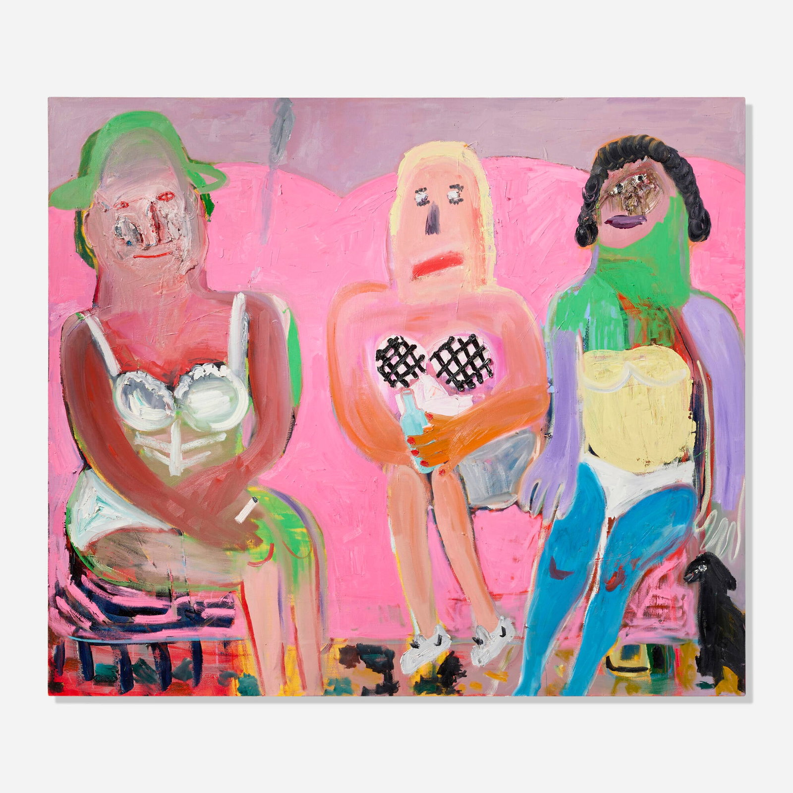 Georgina Gratrix, The Three Graces: Georgina Gratrix The Three Graces 2020 oil on canvas 72.75 h x 84 w in (185 x 213 cm) Signed and dated to verso 'Georgina Gratrix 2020'. Provenance: Nicodim Gallery, Los Angeles | Private